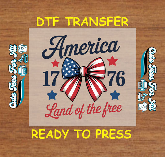 America 1776 with red, white, and blue bow and stars in patriotic theme.