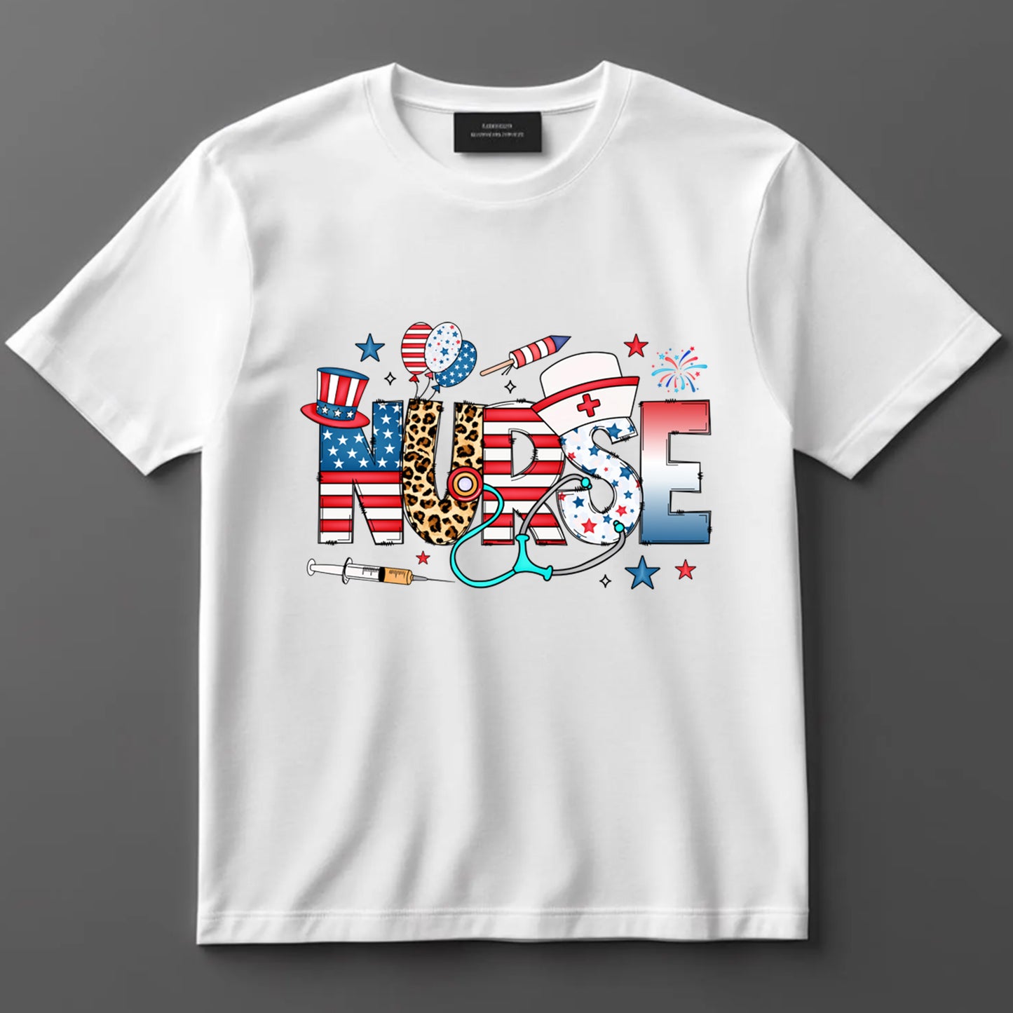 Nurse DTF Transfer Iron On Heat Transfer - Ready to Press, Patriotic Nurse DTF Transfer 10033