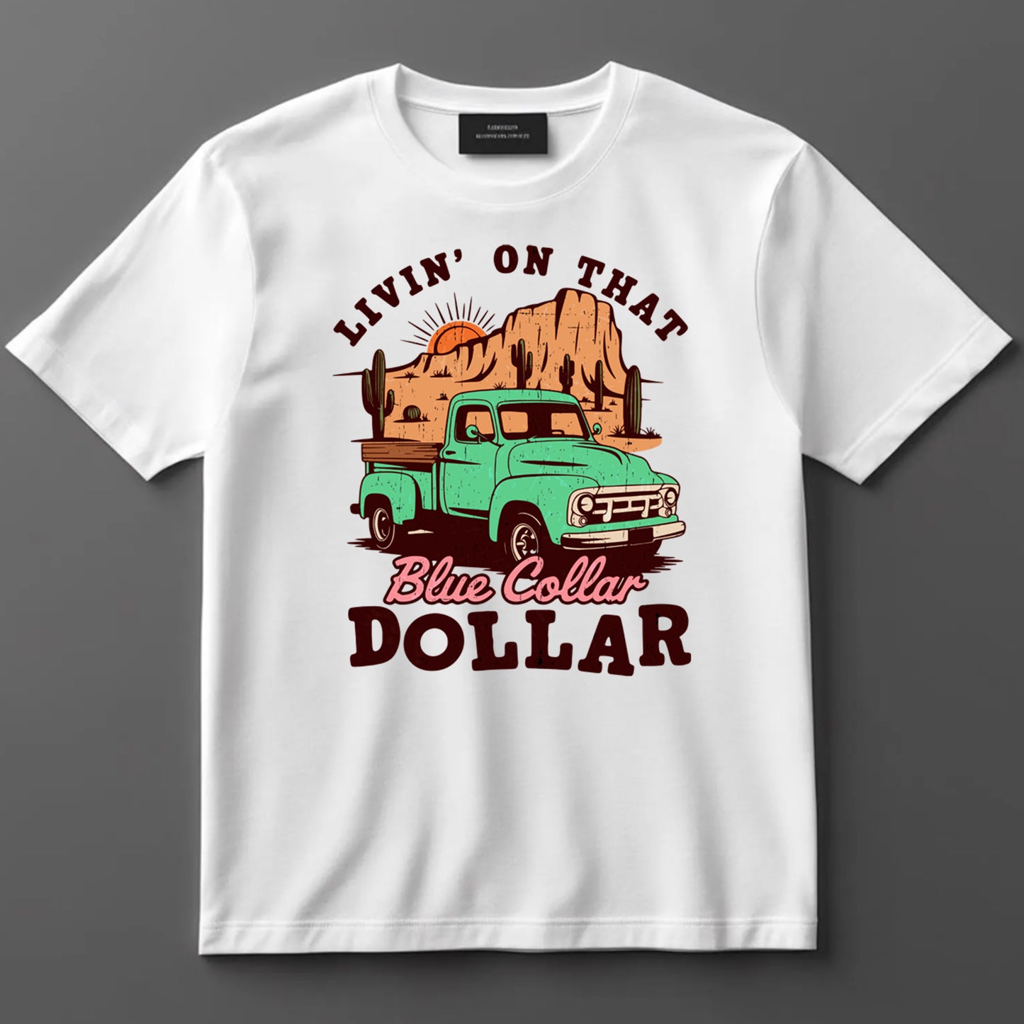 Funny DTF Transfer Iron On Heat Transfer - Ready to Press, Blue Collar Dollar DTF Transfer 10041