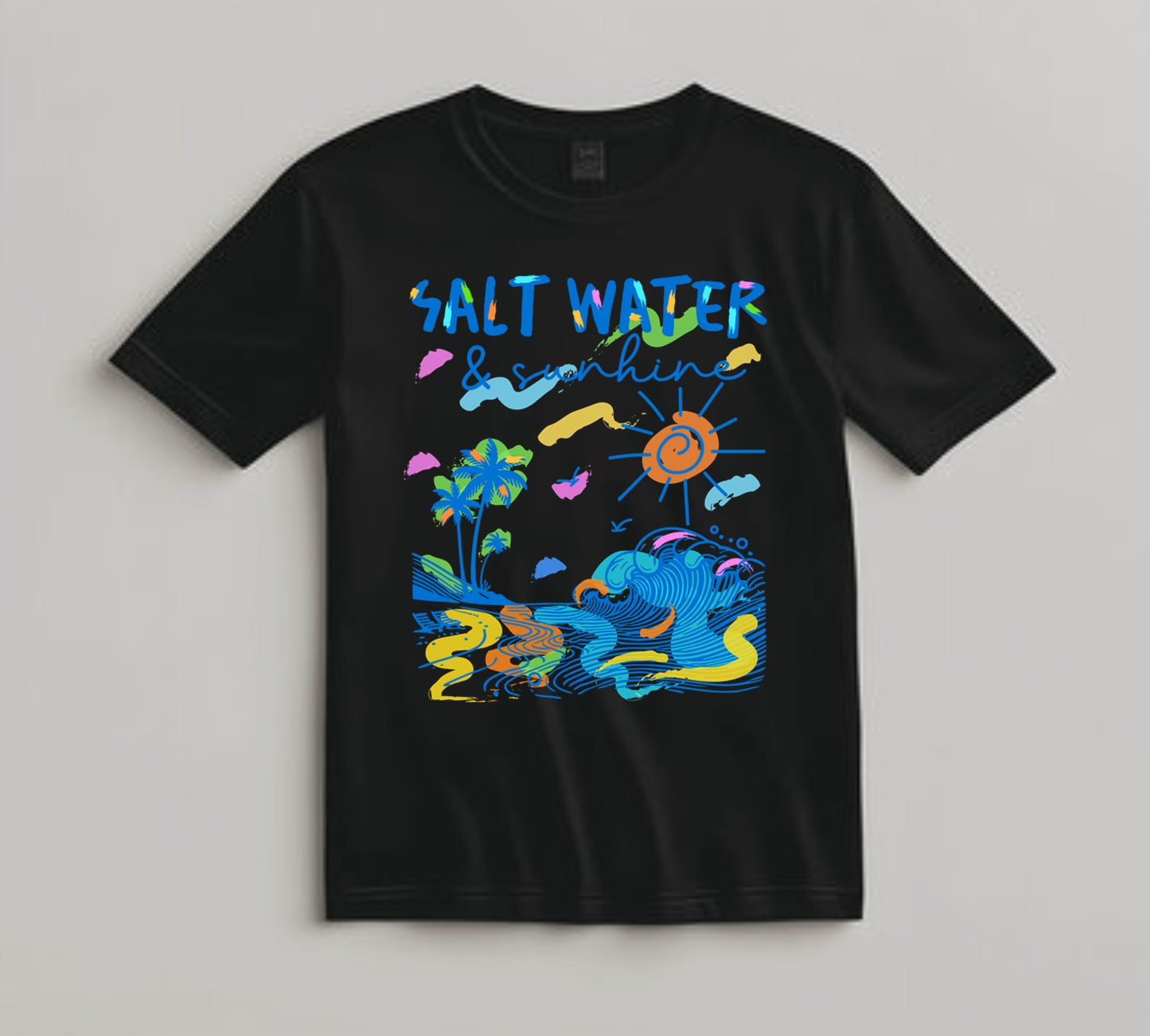 Summer DTF Transfer Iron On Heat Transfer - Ready to Press, Salt Water and Sunshine DTF Transfer 10062