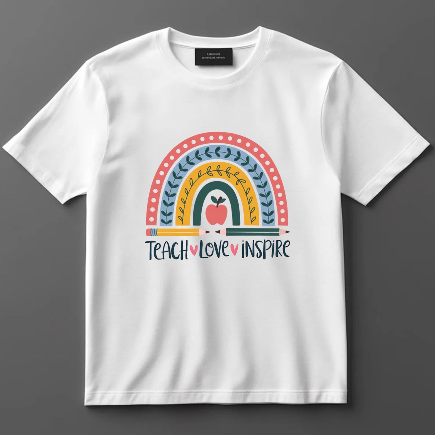 Teacher DTF Transfer Iron On Heat Transfer - Ready to Press, Teach Love Inspire DTF Transfer 10078