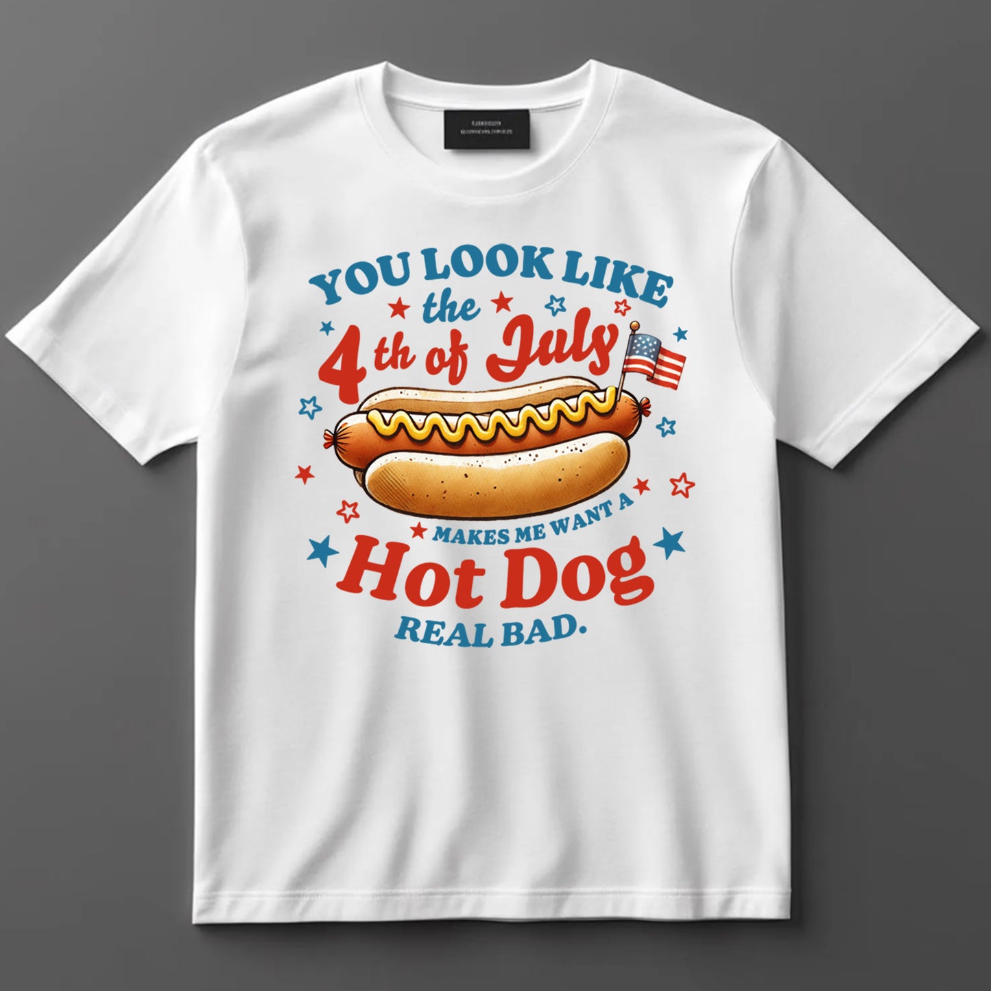 4th Of July DTF Transfer Iron On Heat Transfer - Ready to Press, Funny 4th of July Hot Dog DTF Transfer 10184
