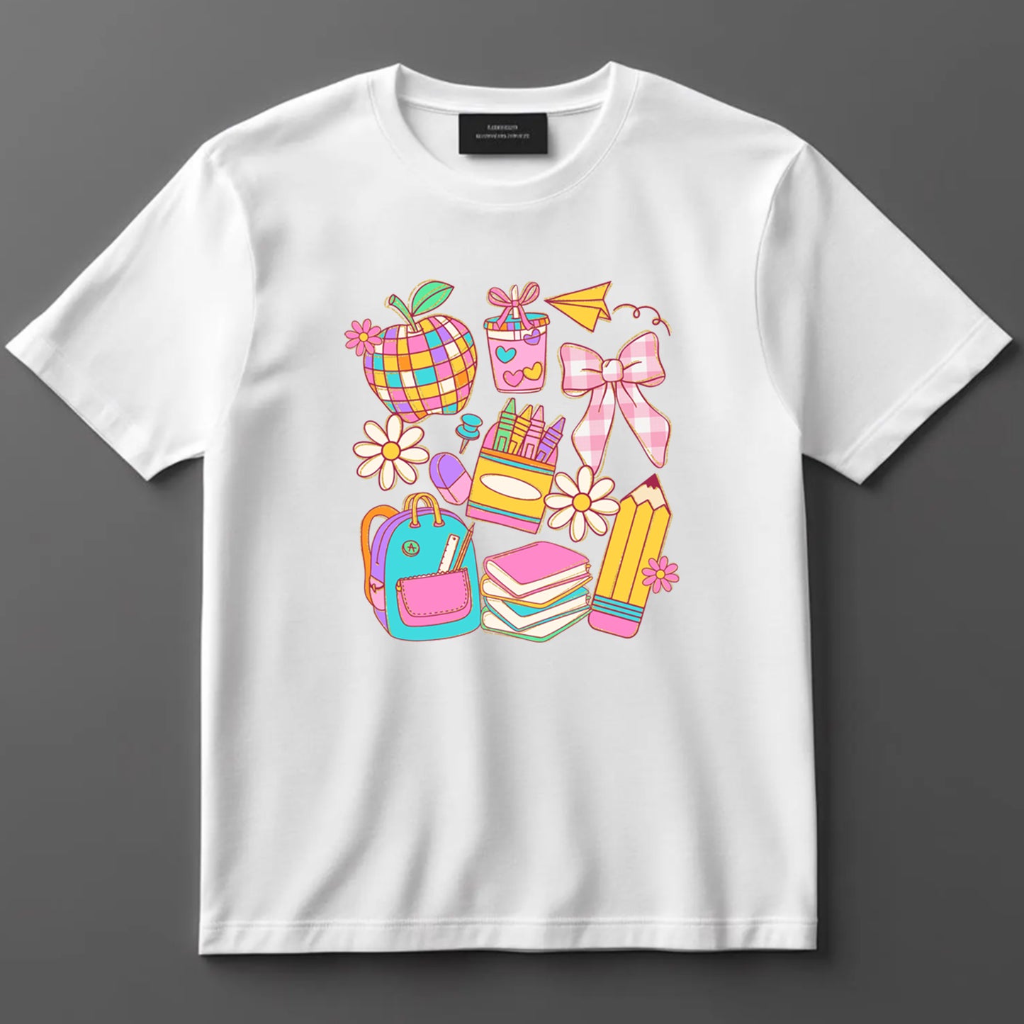 Back to School DTF Transfer Iron On Heat Transfer - Ready to Press, Colorful School Supplies DTF Transfer 10285
