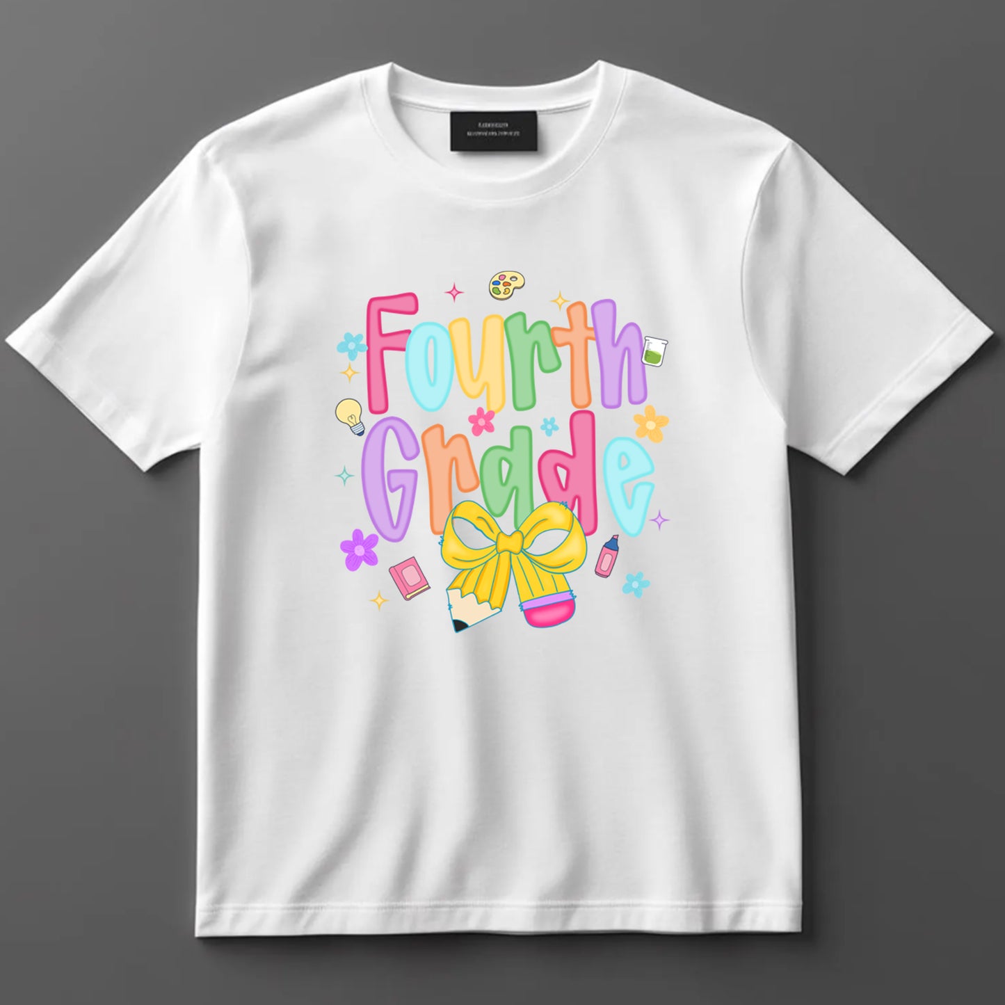 Back to School DTF Transfer Iron On Heat Transfer - Ready to Press, Pastel Fourth Grade DTF Transfer 10301