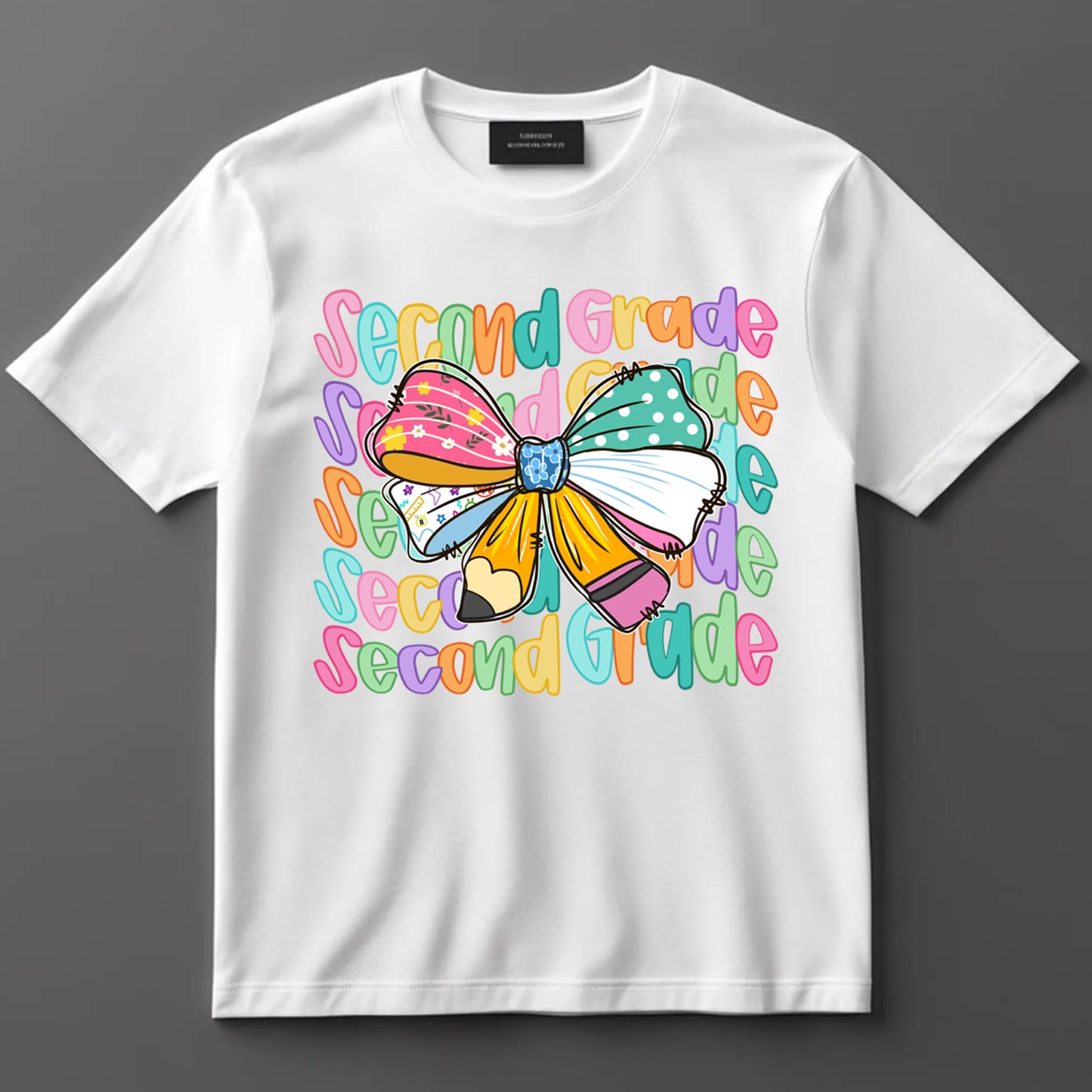 Back to School DTF Transfer Iron On Heat Transfer - Ready to Press, Second Grade Bow DTF Transfer 10324