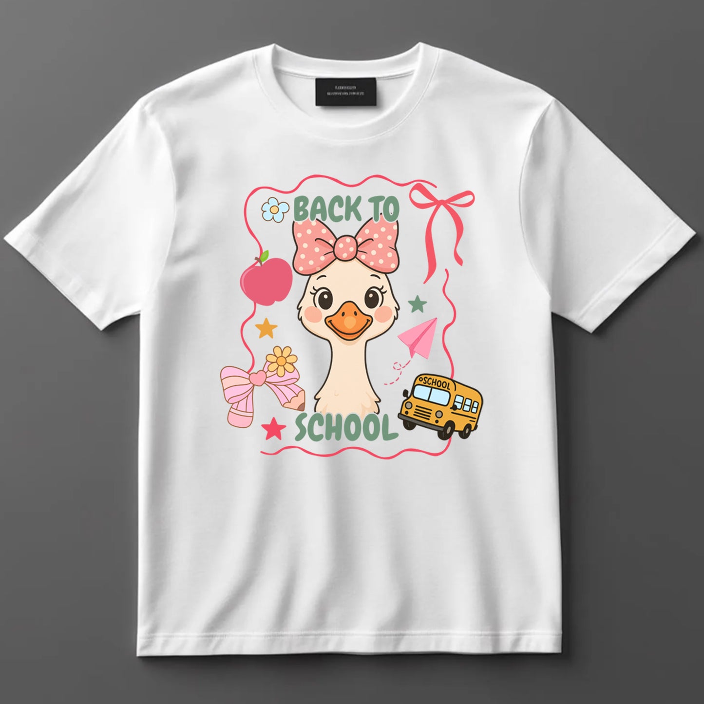 Back to School DTF Transfer Iron On Heat Transfer - Ready to Press, School Duck DTF Transfer 10329