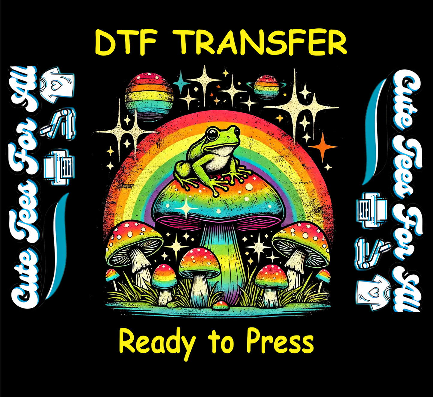 Pride DTF Transfer Iron On Heat Transfer - Ready to Press, Psychedelic Pride Frog DTF Transfer 10373