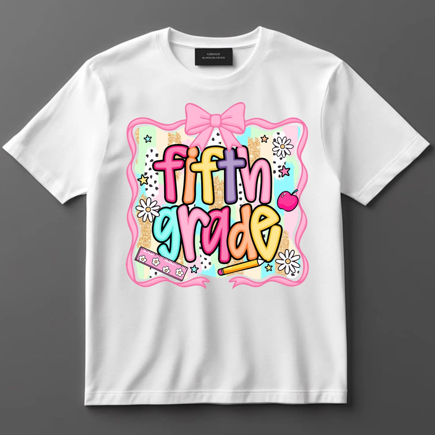 Back to School DTF Transfer Iron On Heat Transfer - Ready to Press, Fifth Grade DTF Transfer 10401
