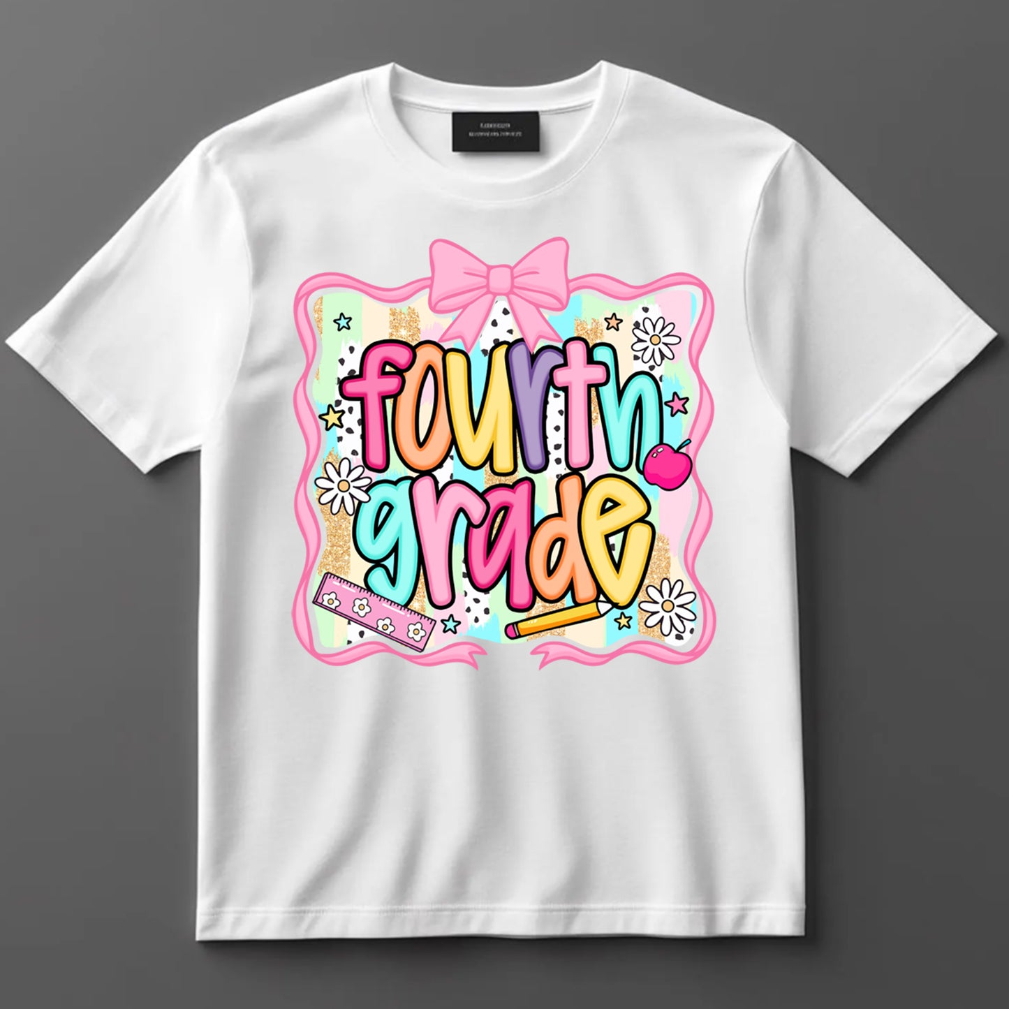 Back to School DTF Transfer Iron On Heat Transfer - Ready to Press, Fourth Grade DTF Transfer 10412