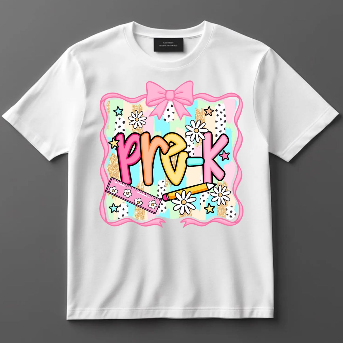 Back to School DTF Transfer Iron On Heat Transfer - Ready to Press, Pink Pre-K DTF Transfer 10427