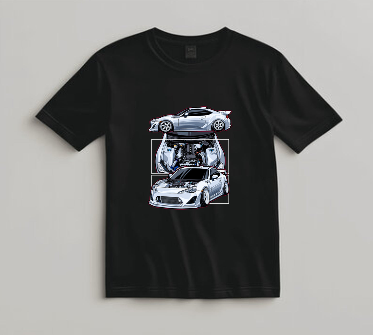 Jdm Car DTF Transfer Iron On Heat Transfer - Ready to Press, Silver Tuner Car DTF Transfer 10449