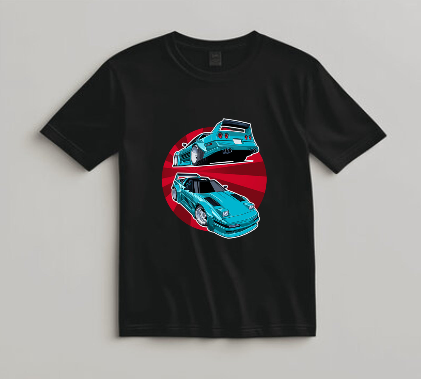 Jdm Car DTF Transfer Iron On Heat Transfer - Ready to Press, Teal Retro Tuner Car DTF Transfer 10451