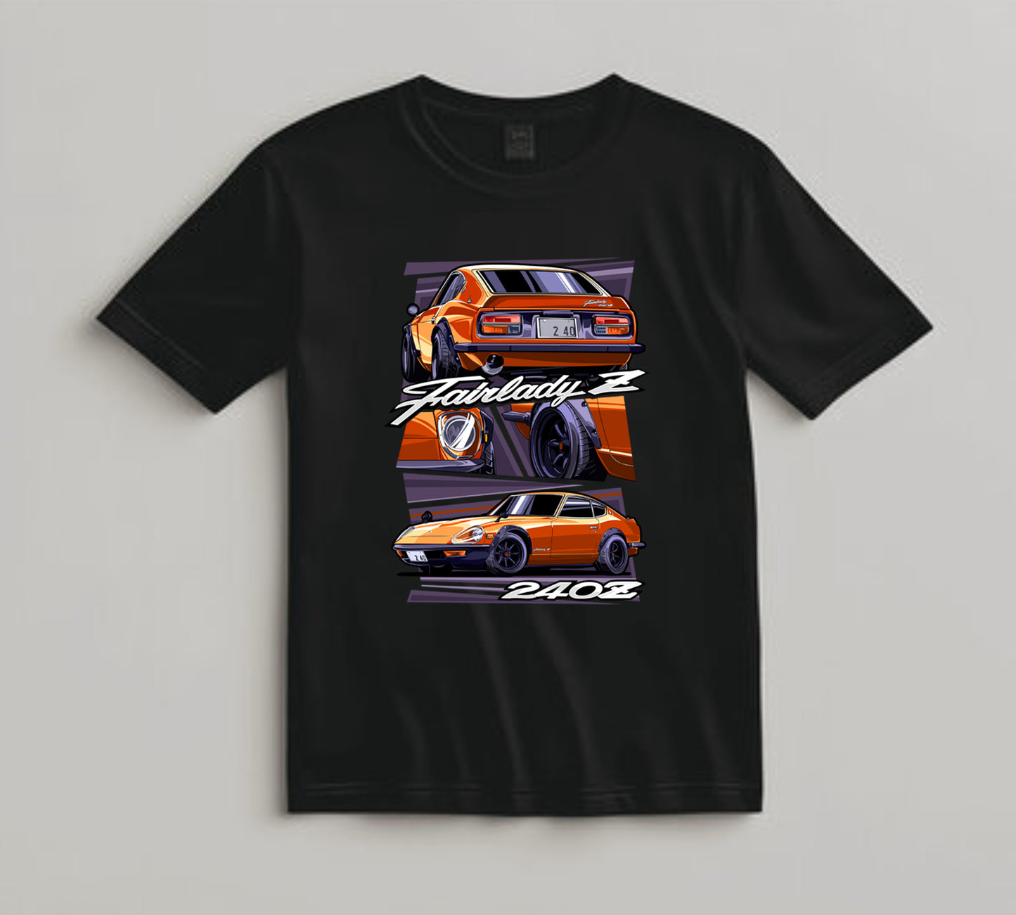 Jdm Car DTF Transfer Iron On Heat Transfer - Ready to Press, Orange Vintage Tuner Car DTF Transfer 10452