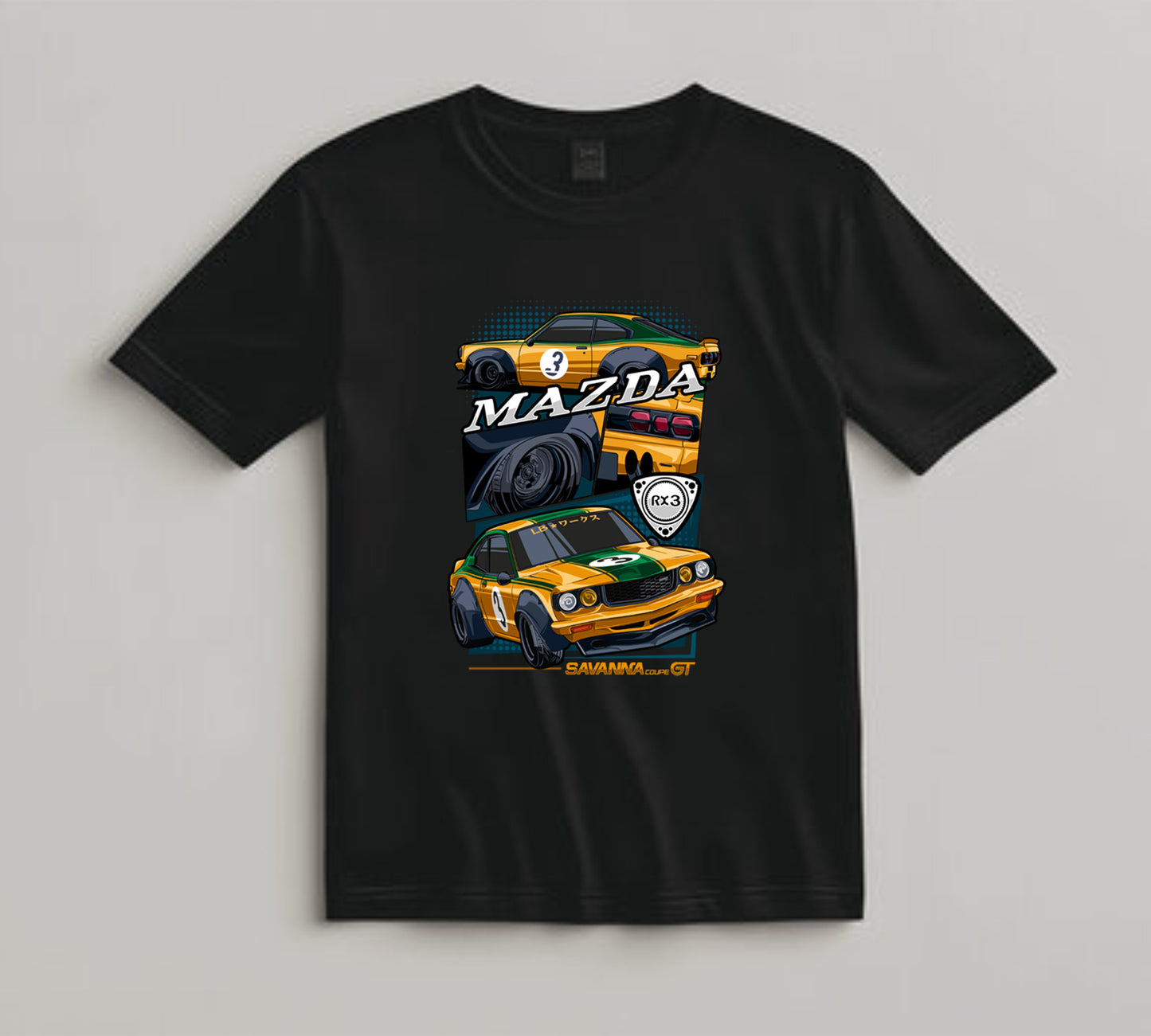 Jdm Car DTF Transfer Iron On Heat Transfer - Ready to Press, Yellow Vintage Racing Coupe DTF Transfer 10454