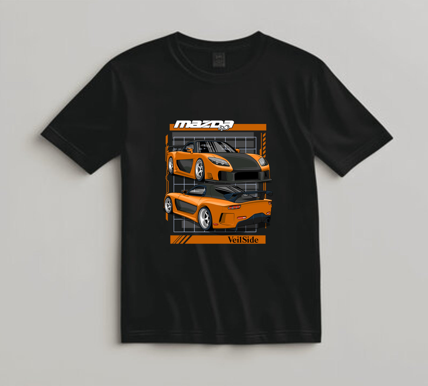 Jdm Car DTF Transfer Iron On Heat Transfer - Ready to Press, Orange Widebody Sport Coupe DTF Transfer 10457
