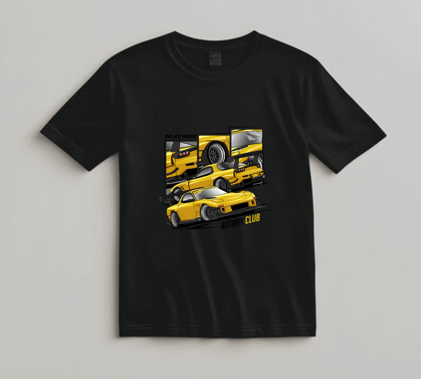 Jdm Car DTF Transfer Iron On Heat Transfer - Ready to Press, Yellow Rotary Coupe DTF Transfer 10475