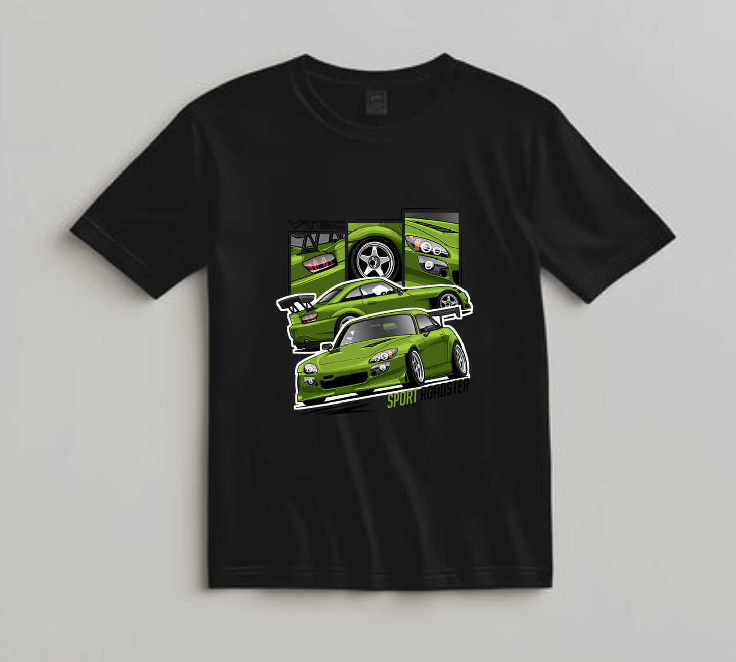 Jdm Car DTF Transfer Iron On Heat Transfer - Ready to Press, Green Sport Roadster Car DTF Transfer 10478