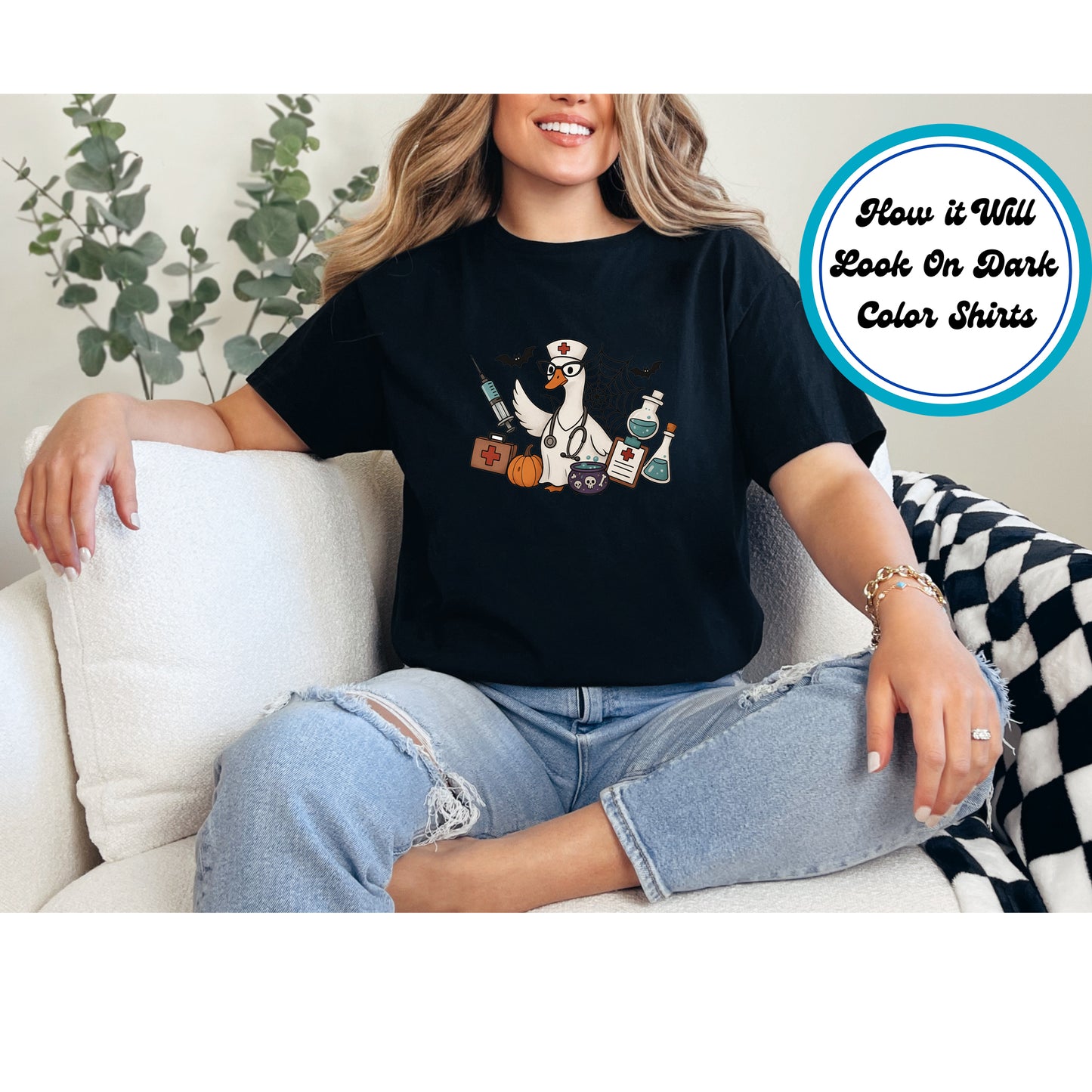 Halloween DTF Transfer Iron On Heat Transfer Nurse Goose Funny Medical Halloween Ready to Press DTF Design 10733