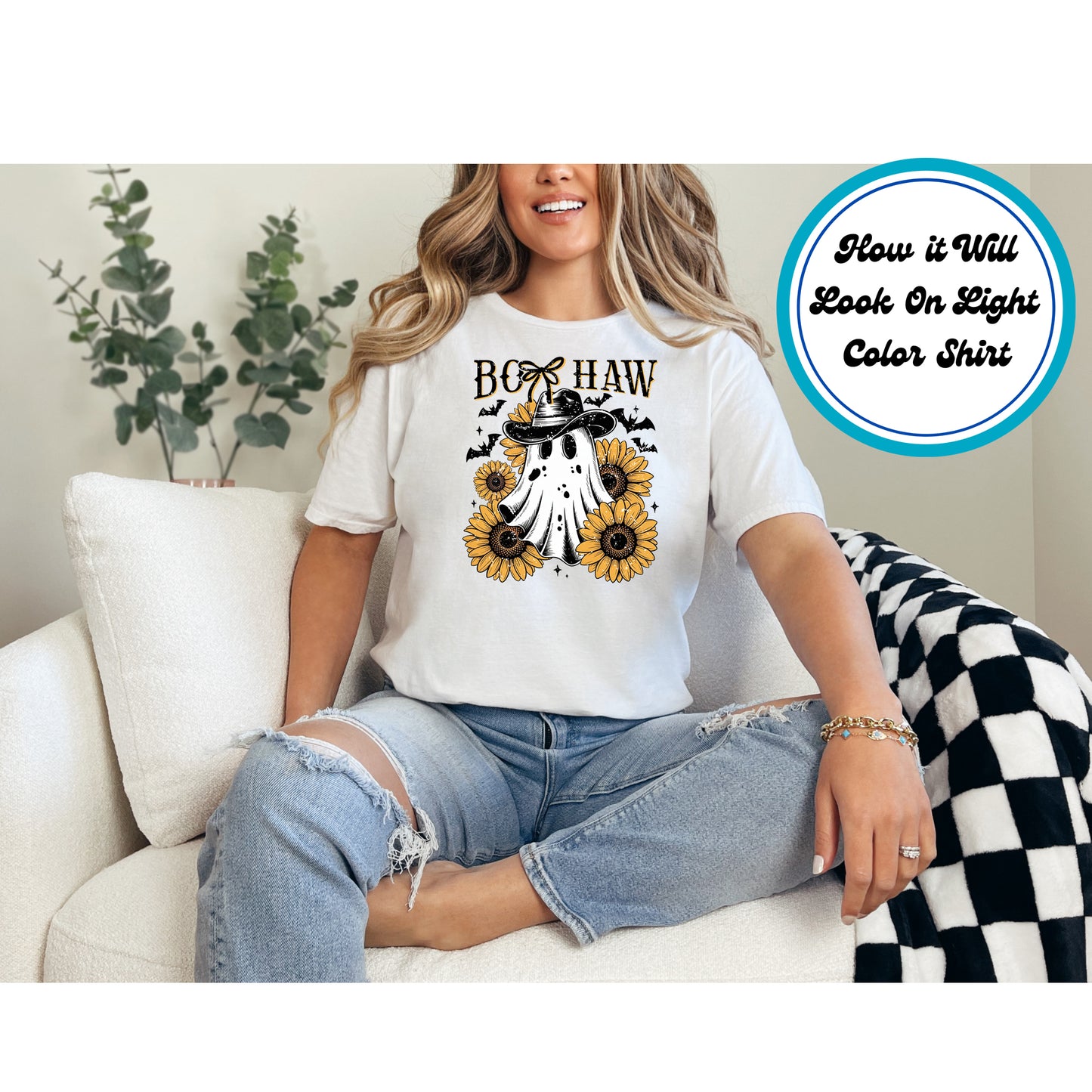 Boo Haw Halloween DTF Transfer – Ready to Press Iron on Heat Transfer DIY Shirts 10958