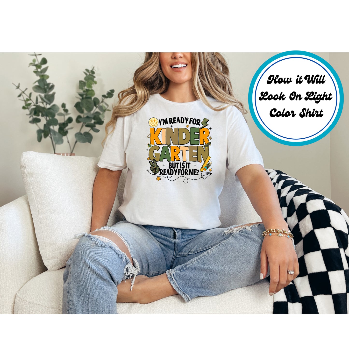 Kindergarten DTF Transfer – Back to School Ready to Press Iron on Heat Transfer DIY Shirts 11042