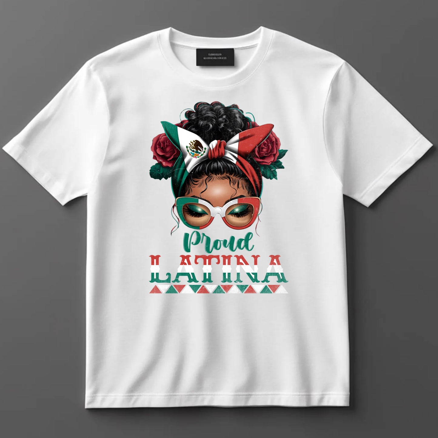 Hispanic Heritage Month DTF Transfer – Proud Latina Mexico Flag Ready to Press Iron on Heat Transfer DIY Shirts 11228