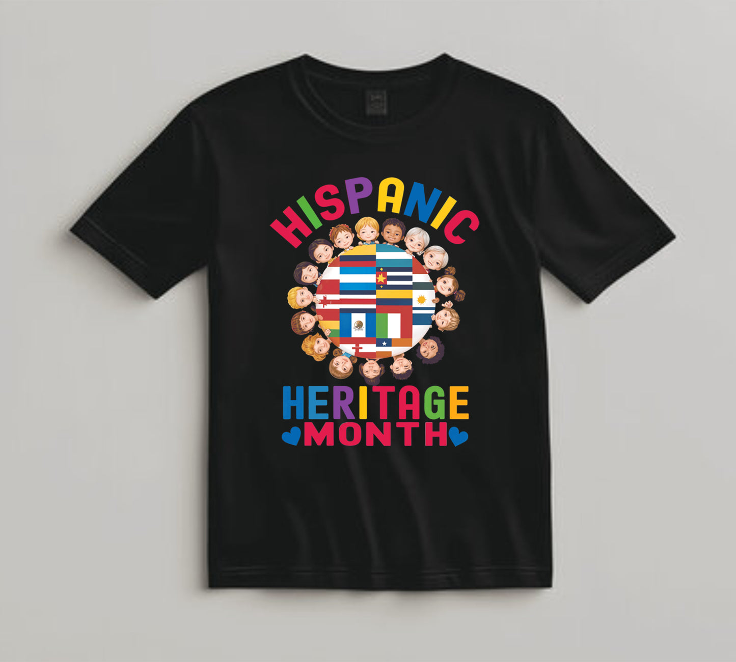 Hispanic Heritage Month DTF Transfer – Flags and Children Ready to Press Iron on Heat Transfer DIY Shirts 11230