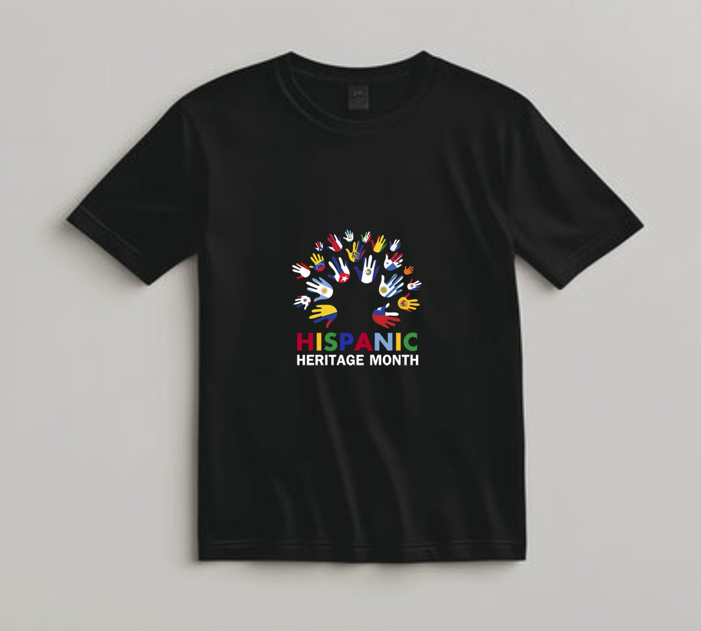 Hispanic Heritage Month DTF Transfer – Multicolor Hand Flags Ready to Press Iron on Heat Transfer DIY Shirts 11232