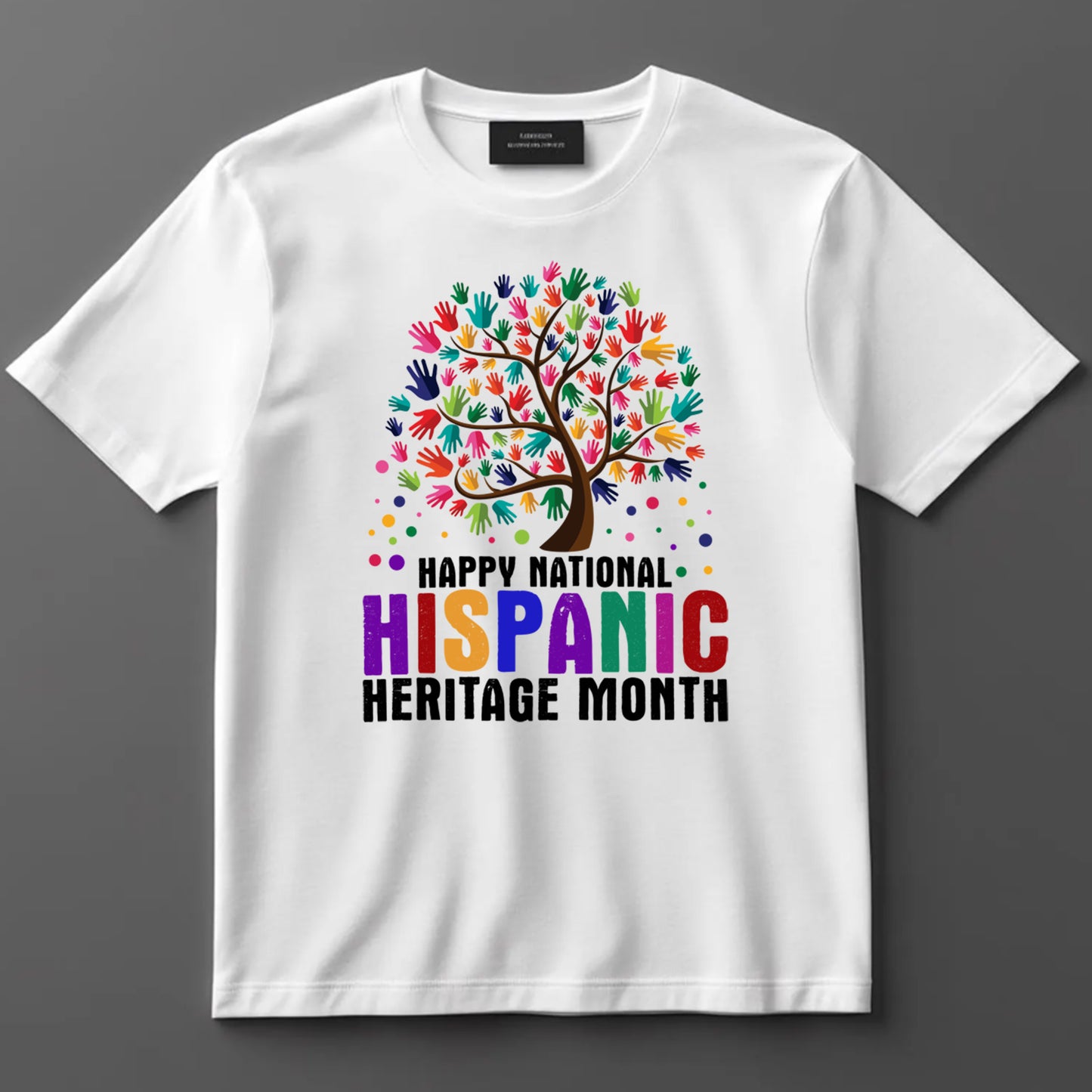 Hispanic Heritage Month DTF Transfer – Colorful Handprint Tree Ready to Press Iron on Heat Transfer DIY Shirts 11236