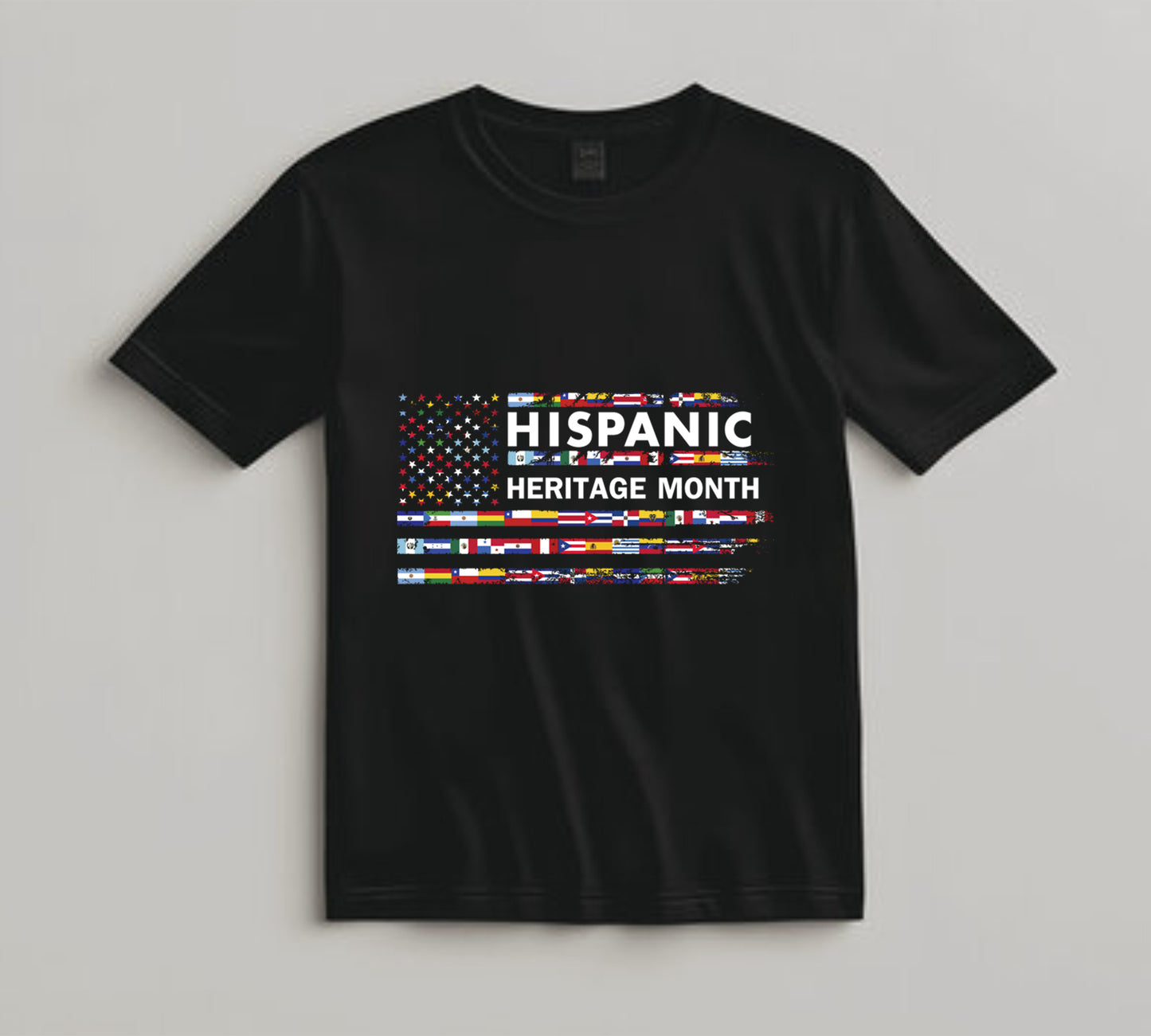 Hispanic Heritage Month DTF Transfer – Distressed American Flag with Latin Flags Ready to Press Iron on Heat Transfer DIY Shirts 11241