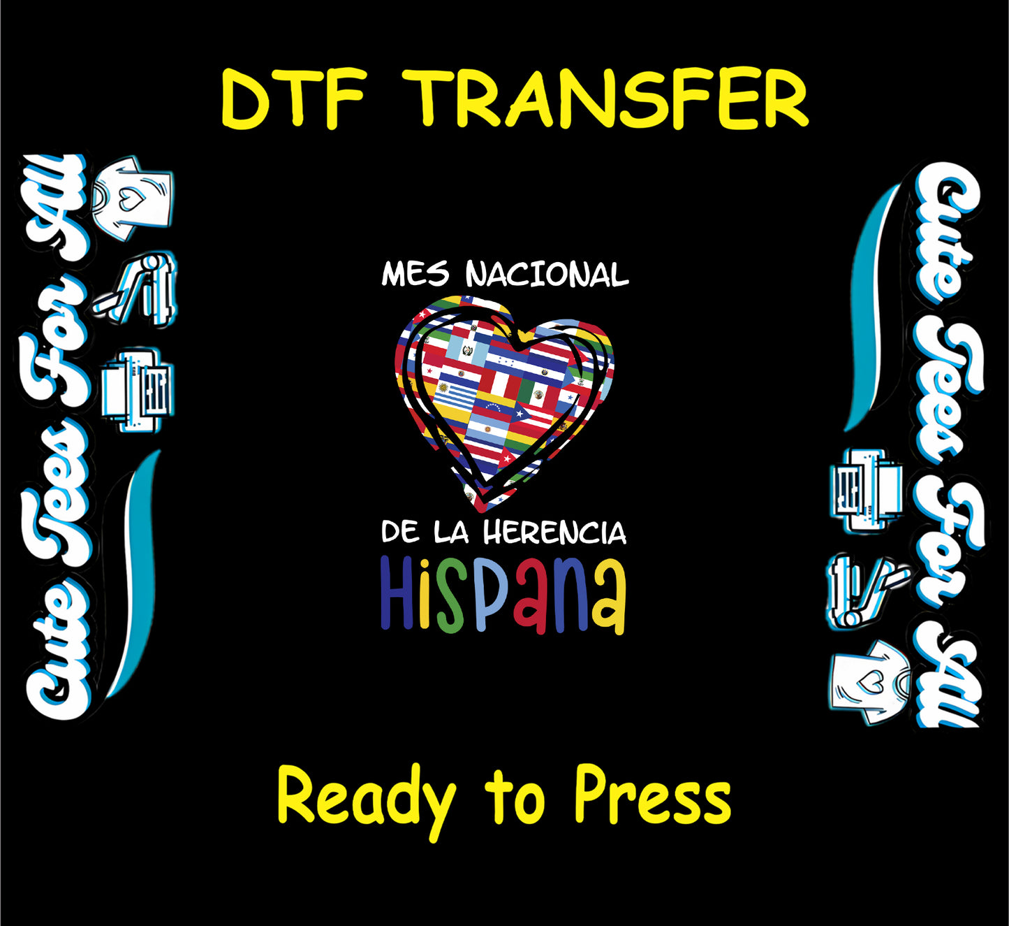 mes nacional de la herencia hispana heart of flags ready to press dtf transfer for diy shirts