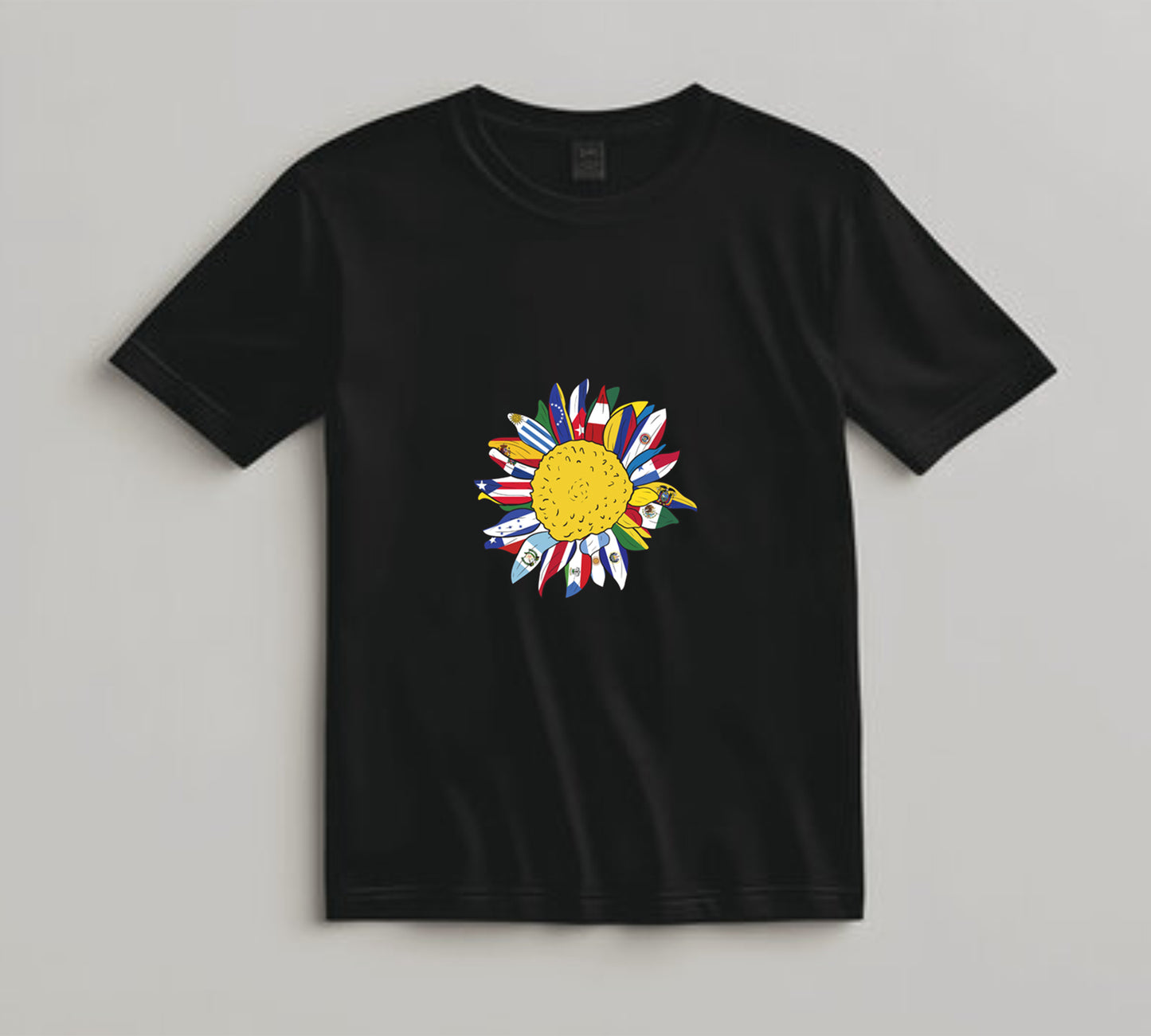 Hispanic Heritage Month Sunflower with Flag Petals DTF Transfer – Ready to Press Iron On Heat Transfer for DIY Shirts 11252