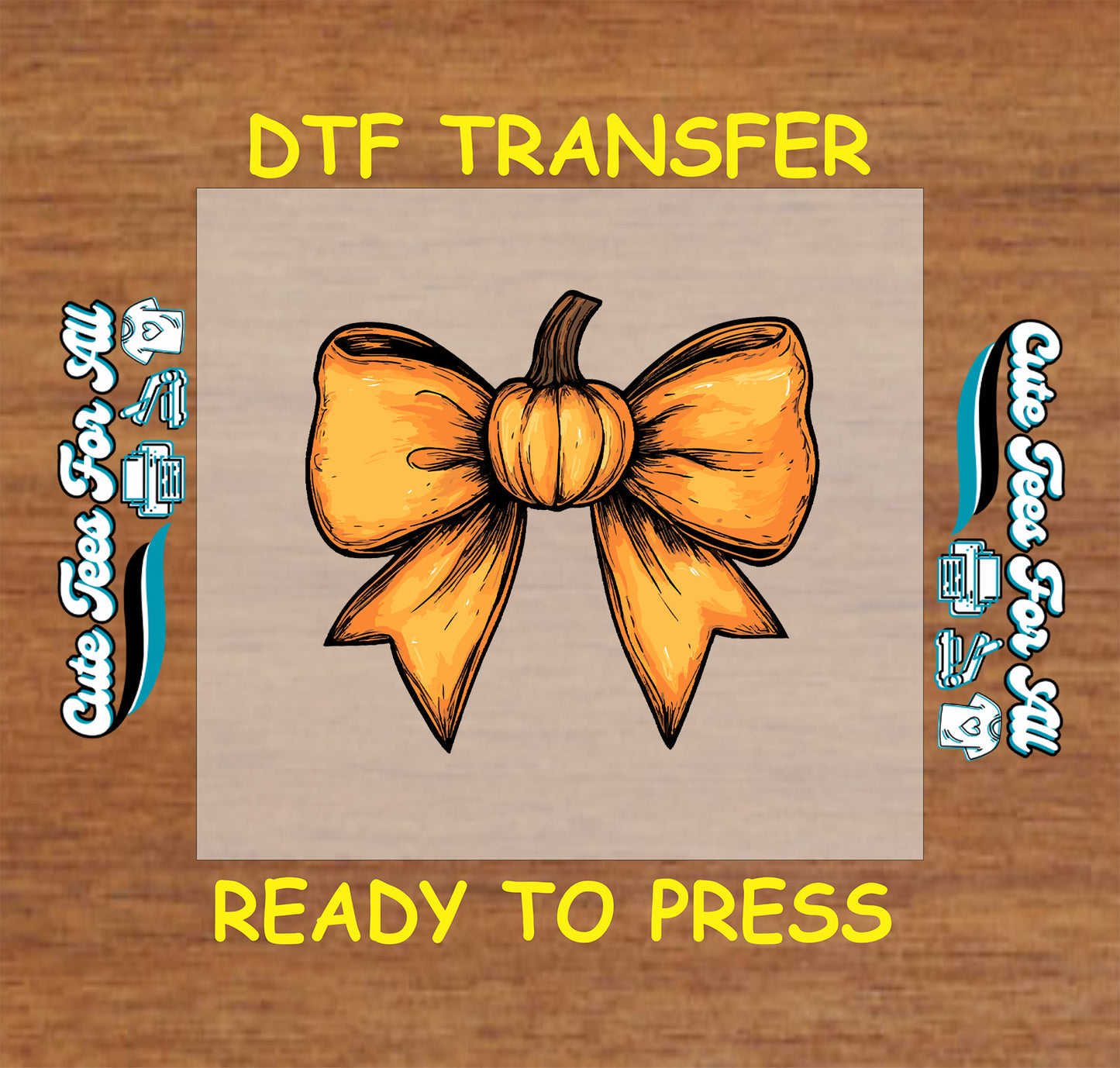 Fall pumpkin bow ready to press dtf transfer