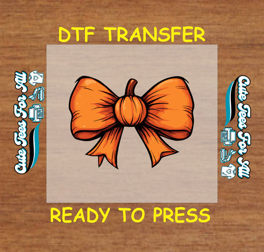 Fall pumpkin center bow ready to press dtf transfer