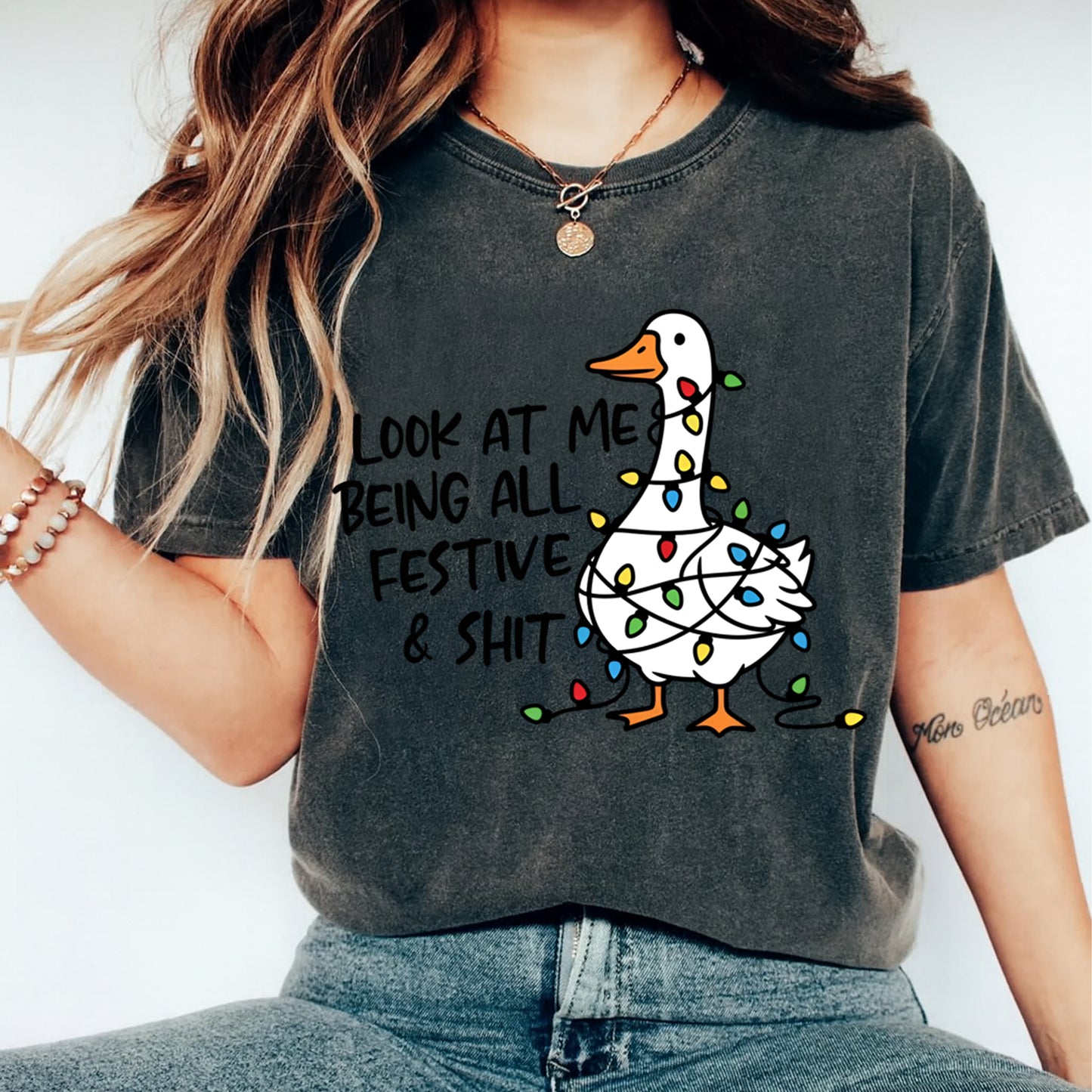 Christmas DTF Transfer – Funny Goose with Lights Quote Ready to Press Iron On Heat Transfer for DIY Shirts 11683