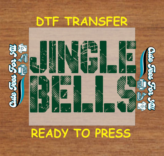 jingle bells grunge text christmas dtf transfer ready to press iron on heat transfer for diy shirts