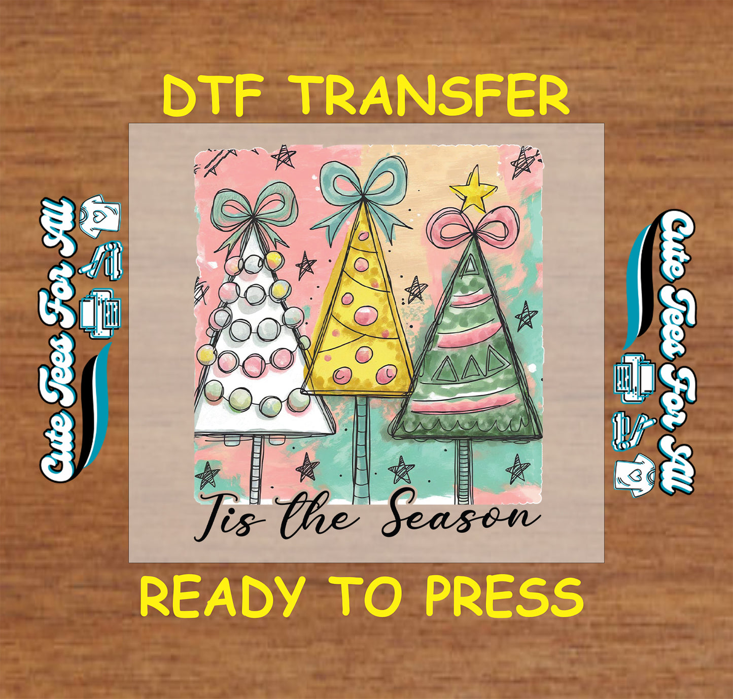 tis the season christmas trees dtf transfer ready to press iron on heat transfer for diy shirts