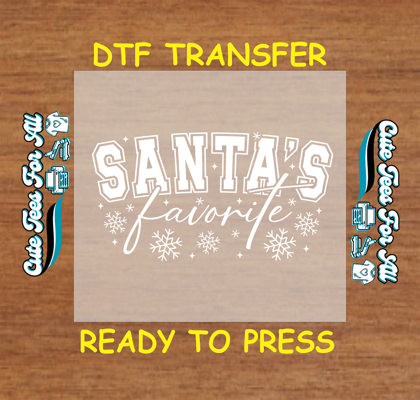 Christmas DTF Transfer – Santa’s Favorite Snowflake Varsity Lettering Ready to Press Iron On Heat Transfer for DIY Shirts 11788