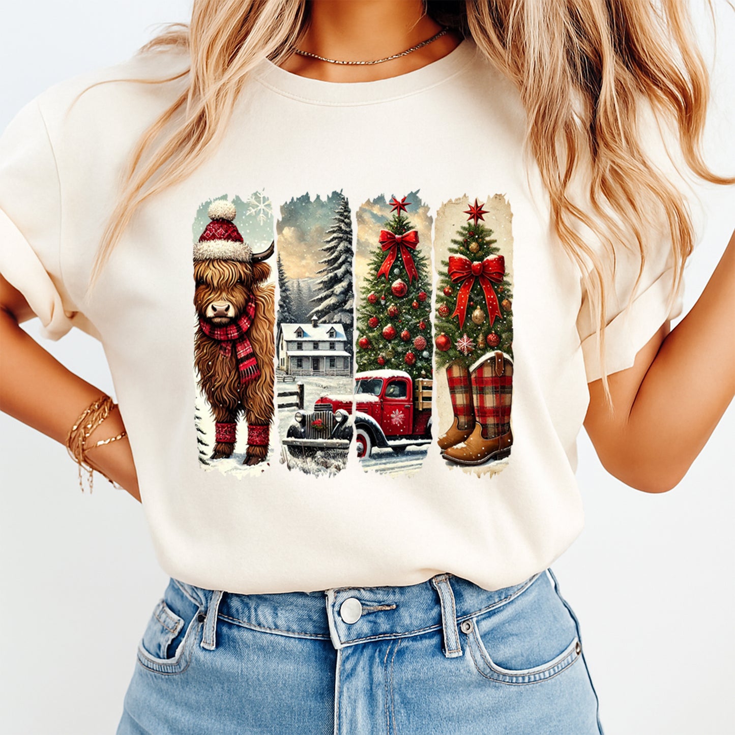 Small Town Christmas DTF Transfer – Ready to Press Iron On Heat Transfer for DIY Shirts 11960