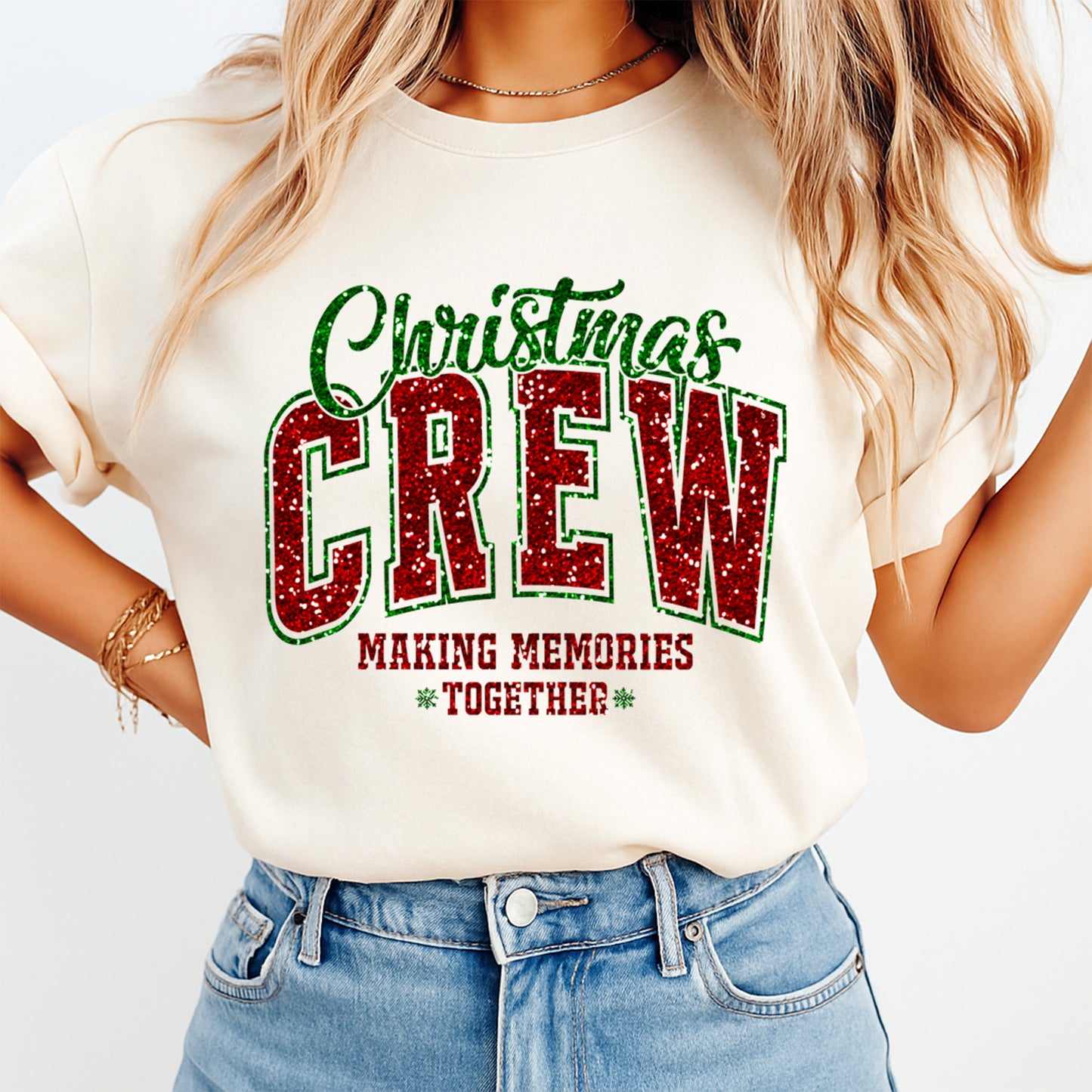 Christmas Crew DTF Transfer – Ready to Press Iron On Heat Transfer for DIY Shirts 11963