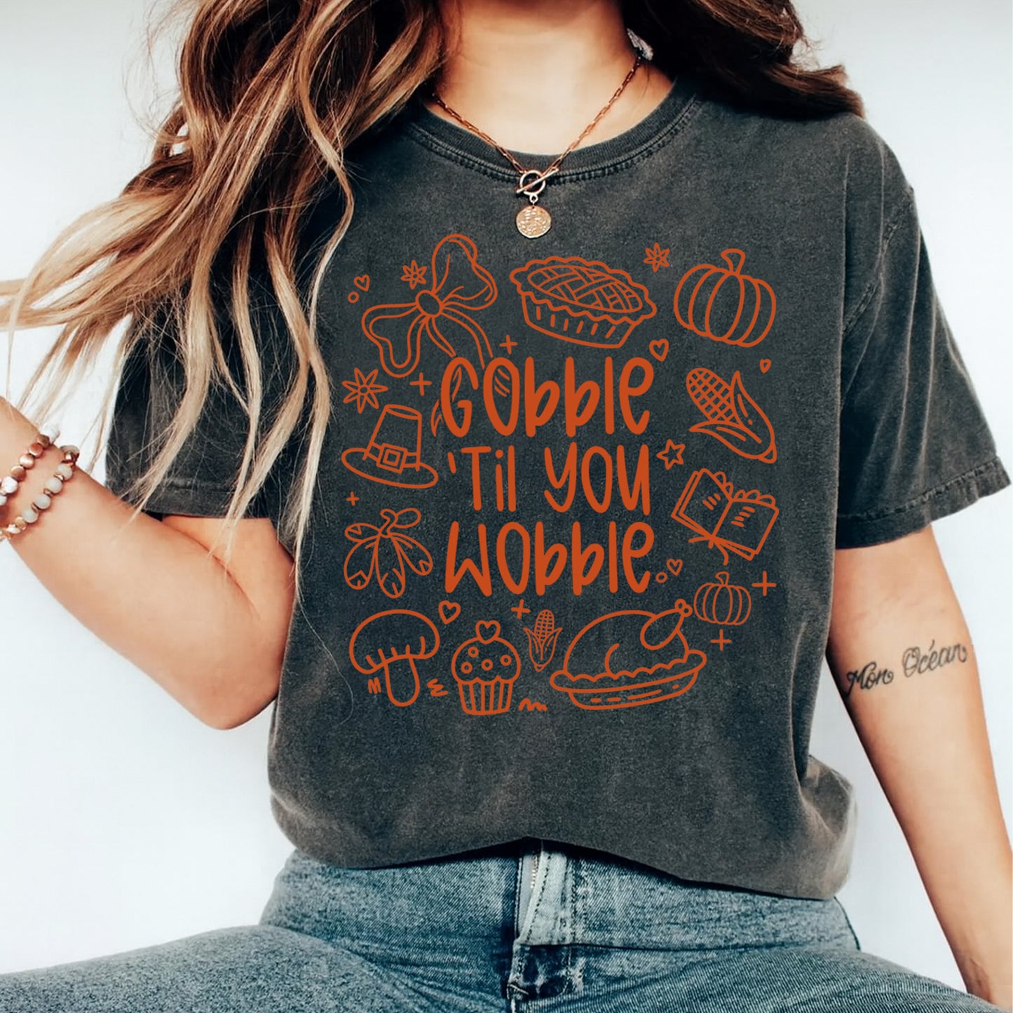 Thanksgiving Gobble Til You Wobble Funny DTF Transfer – Ready to Press Iron On Heat Transfer for DIY Thanksgiving Shirts 12366