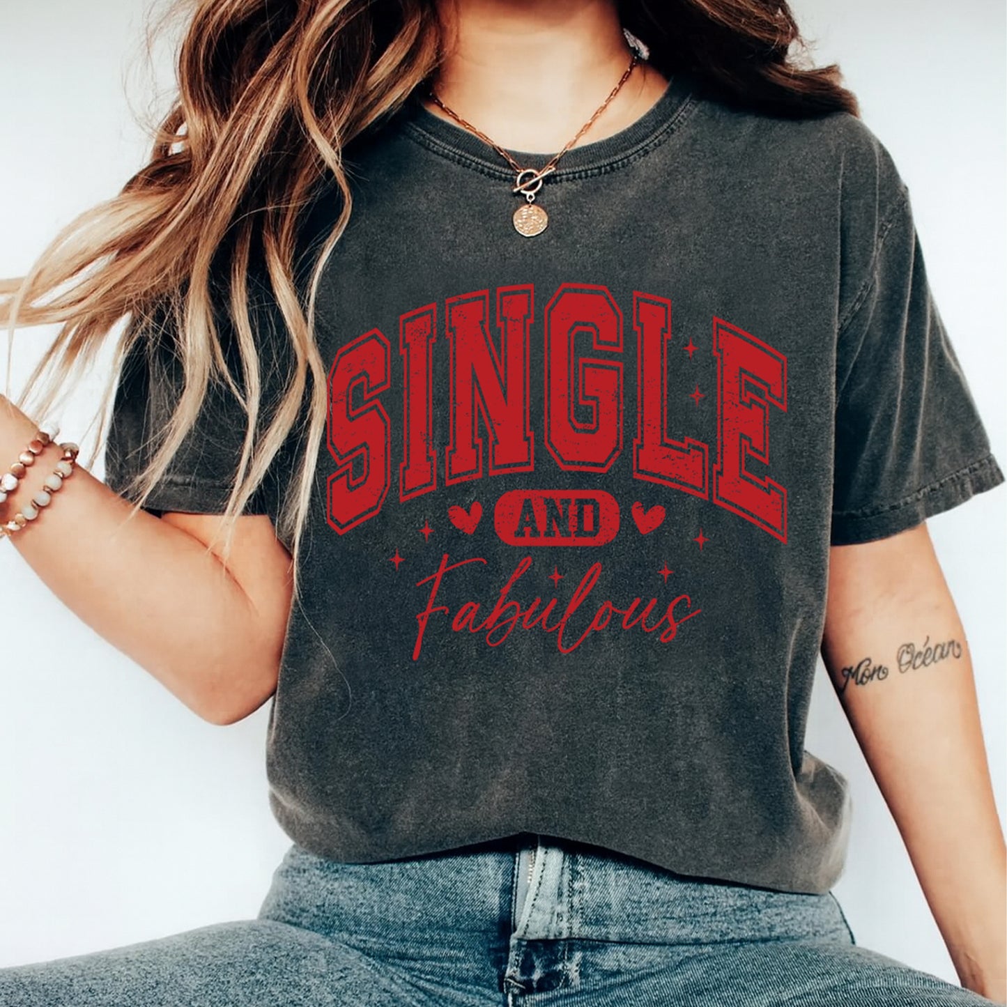 Valentine DTF Transfer – Single and Fabulous Retro Lettering Ready to Press Iron on Heat Transfer DIY Shirts 12401