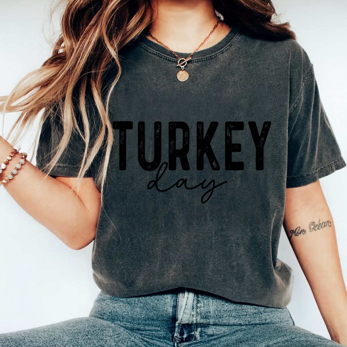 Thanksgiving DTF Transfer – Turkey Day Minimal Script Ready to Press Iron On Heat Transfer DIY Thanksgiving Shirts 12467
