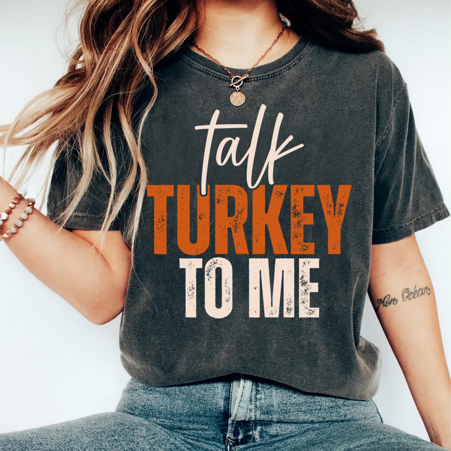 Thanksgiving DTF Transfer – Talk Turkey To Me Ready to Press Iron On Heat Transfer DIY Thanksgiving Shirts 12474