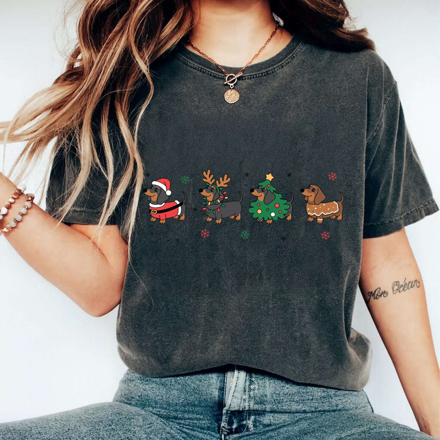 Christmas Dachshund Parade DTF Transfer – Festive Holiday Dogs Ready to Press Iron On Heat Transfer DIY Christmas Shirts 12486