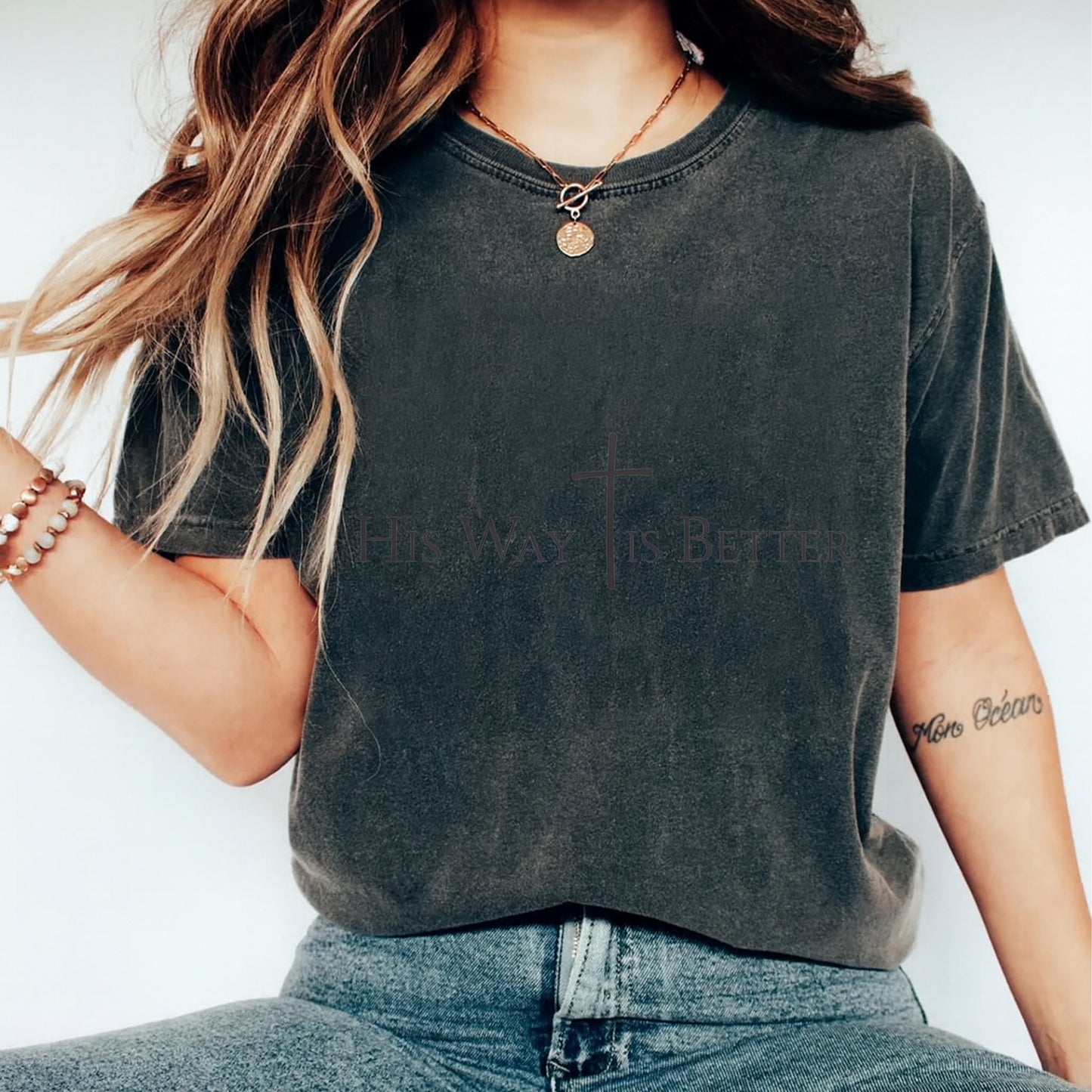 Christian DTF Transfer – Minimal Faith Cross Ready to Press Iron on Heat Transfer DIY Faith Shirts 12490