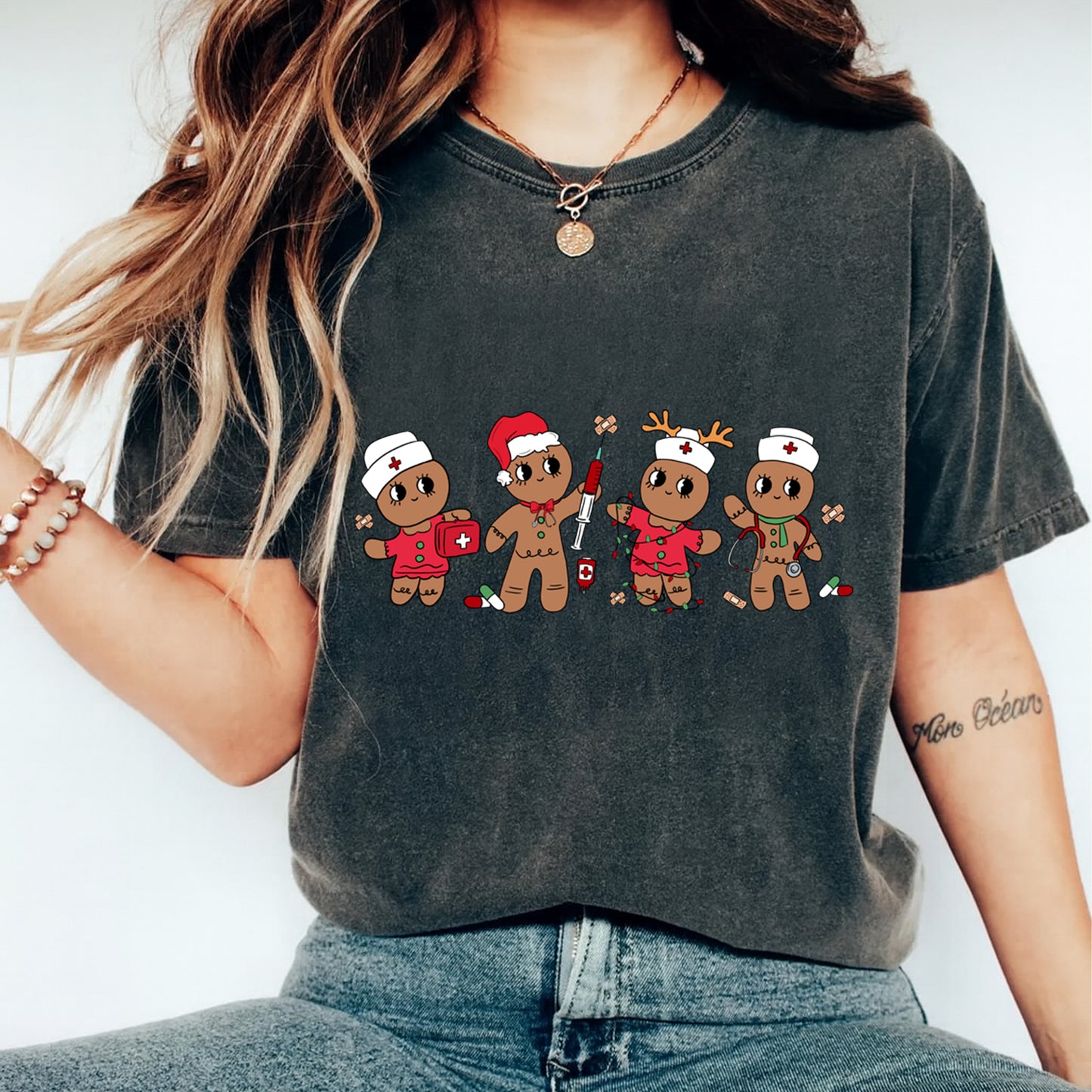 Christmas DTF Transfer – Nurse Gingerbread Squad Ready to Press Iron on Heat Transfer DIY Christmas Shirts 12491