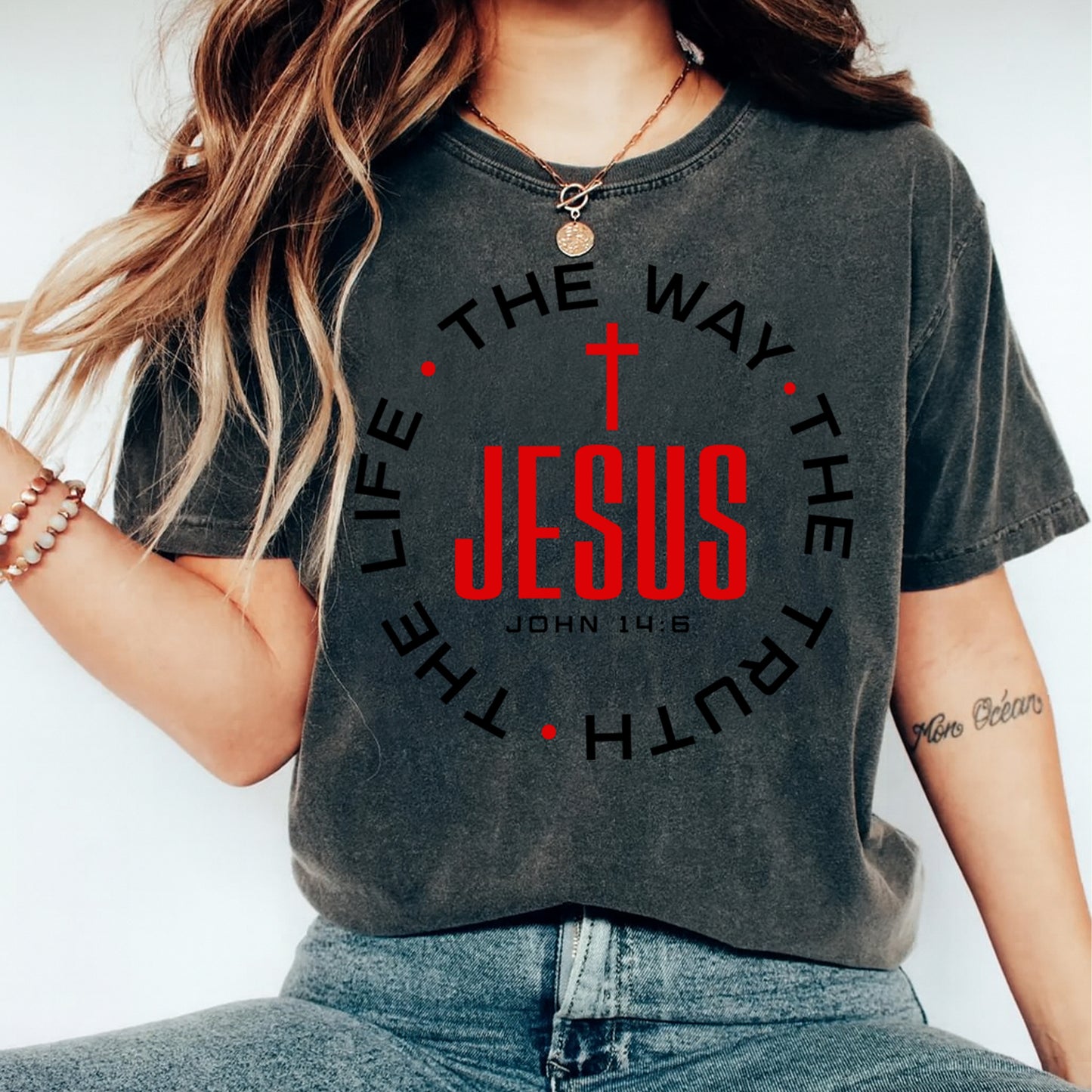 Christian Scripture Jesus Cross DTF Transfer – Ready to Press Iron On Heat Transfer for DIY Faith Shirts 12504