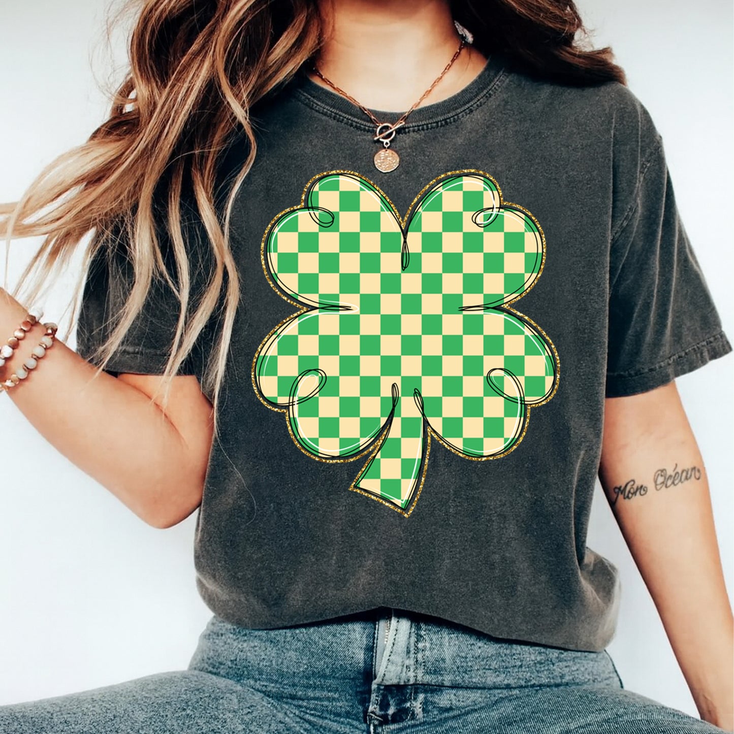 St Patricks Day Shamrock DTF Transfer – Ready to Press Iron On Heat Transfer DIY St Patricks Shirts 12528
