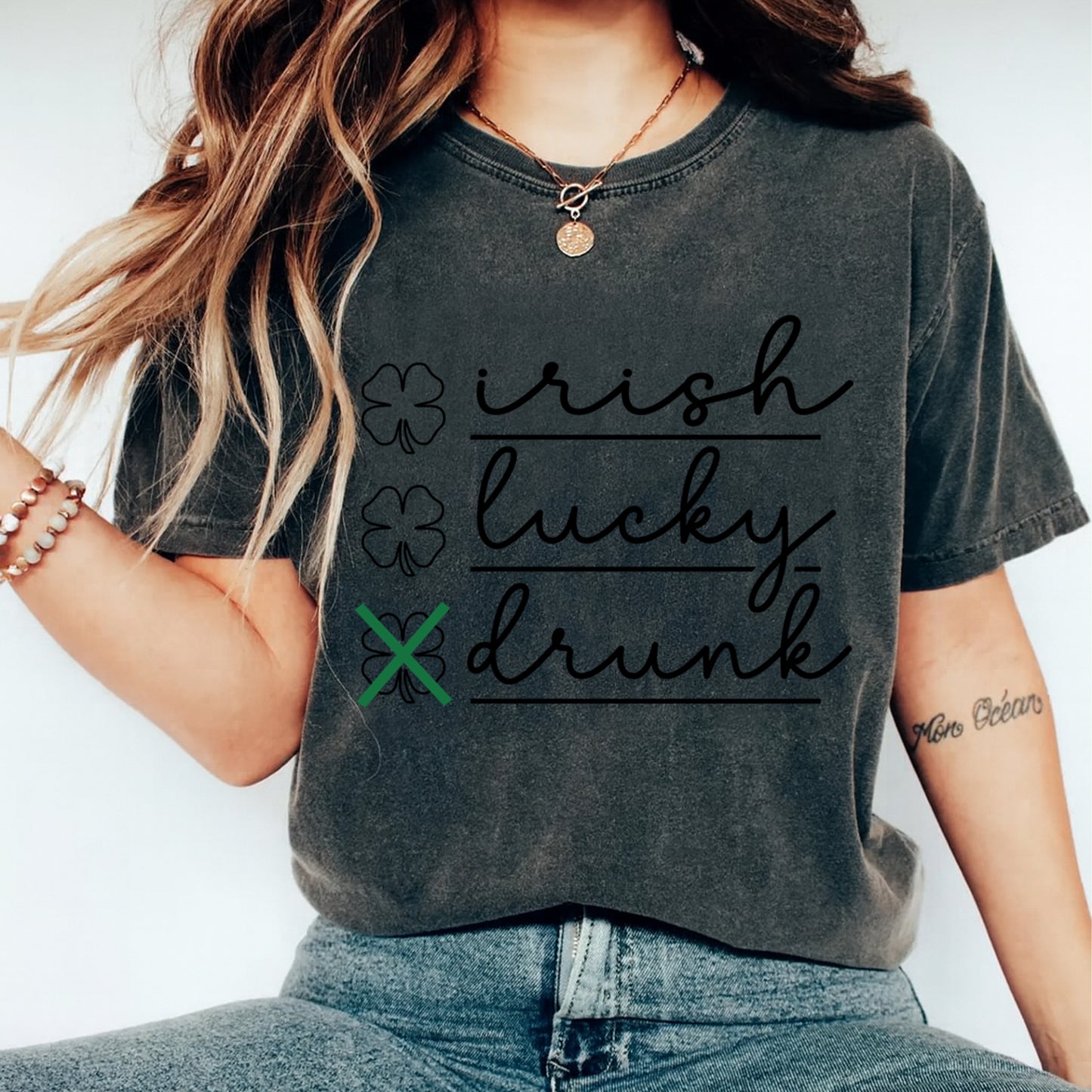 St Patricks Day Irish Lucky Checklist DTF Transfer – Ready to Press Iron On Heat Transfer for DIY St Patricks Day Shirts 12583