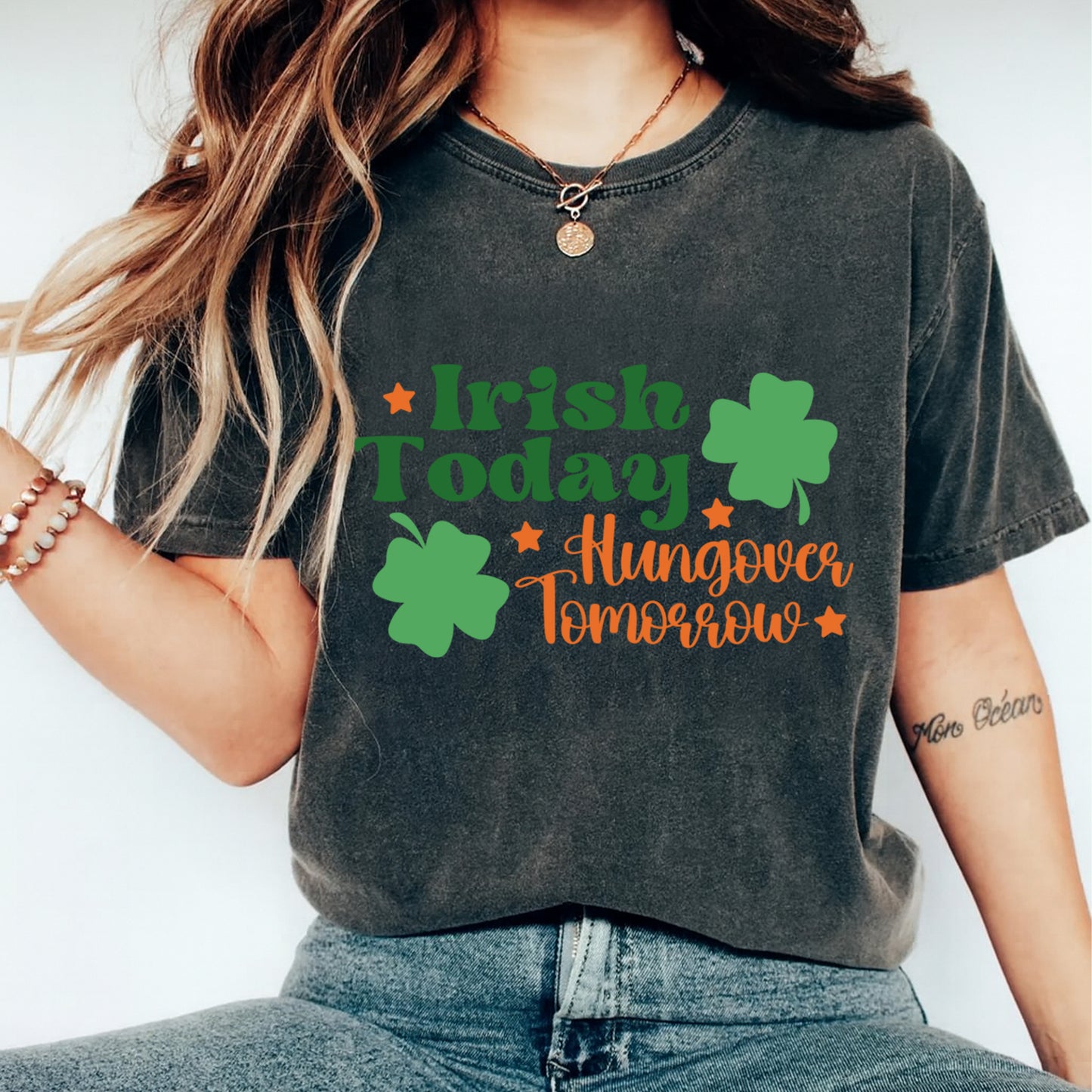 St Patrick's Day DTF Transfer – Irish Today Hangover Tomorrow Ready to Press Iron on Heat Transfer DIY St Patrick's Day Shirts 12595